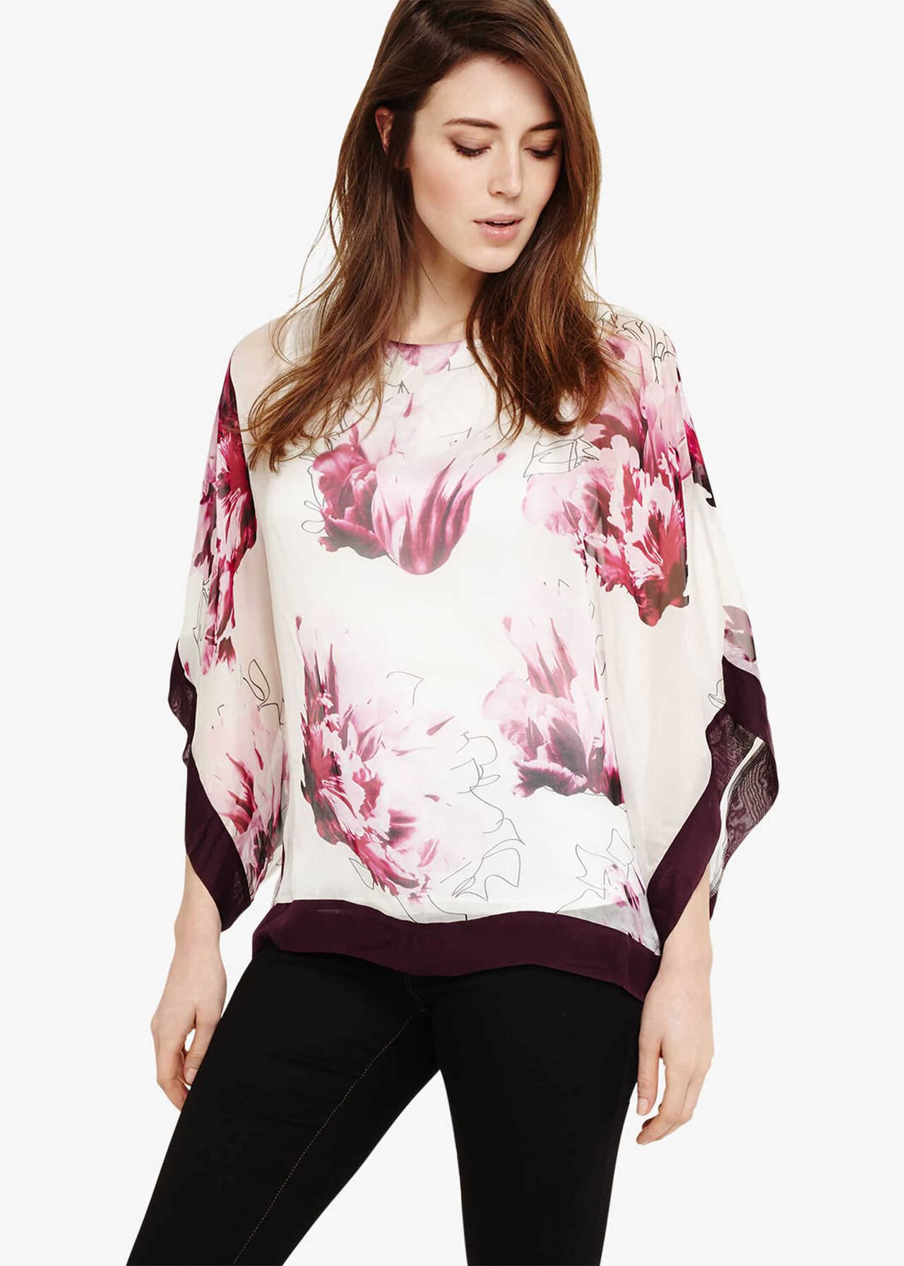 Peony Floral Silk Blouse