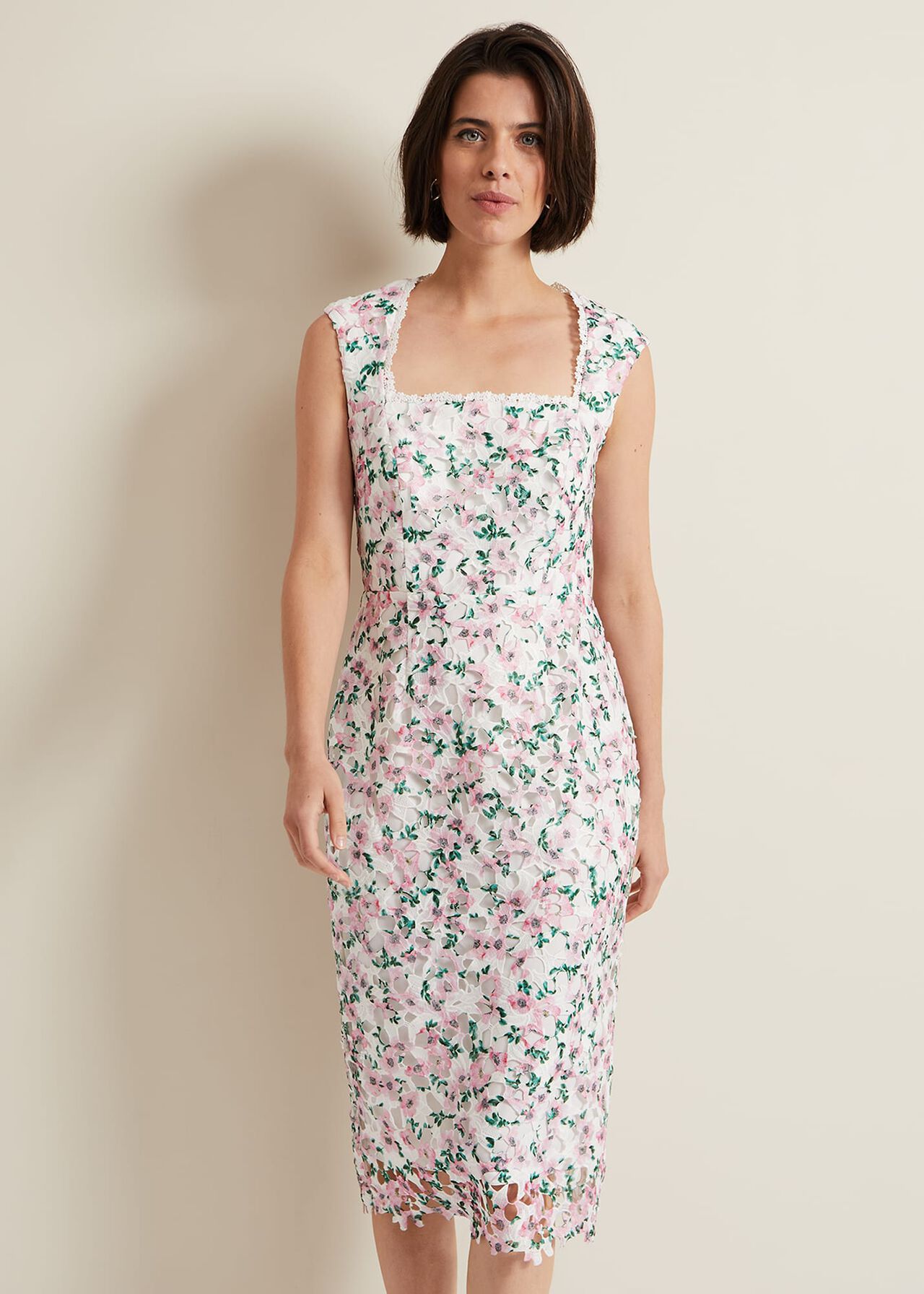Diana Floral Lace Midi Dress