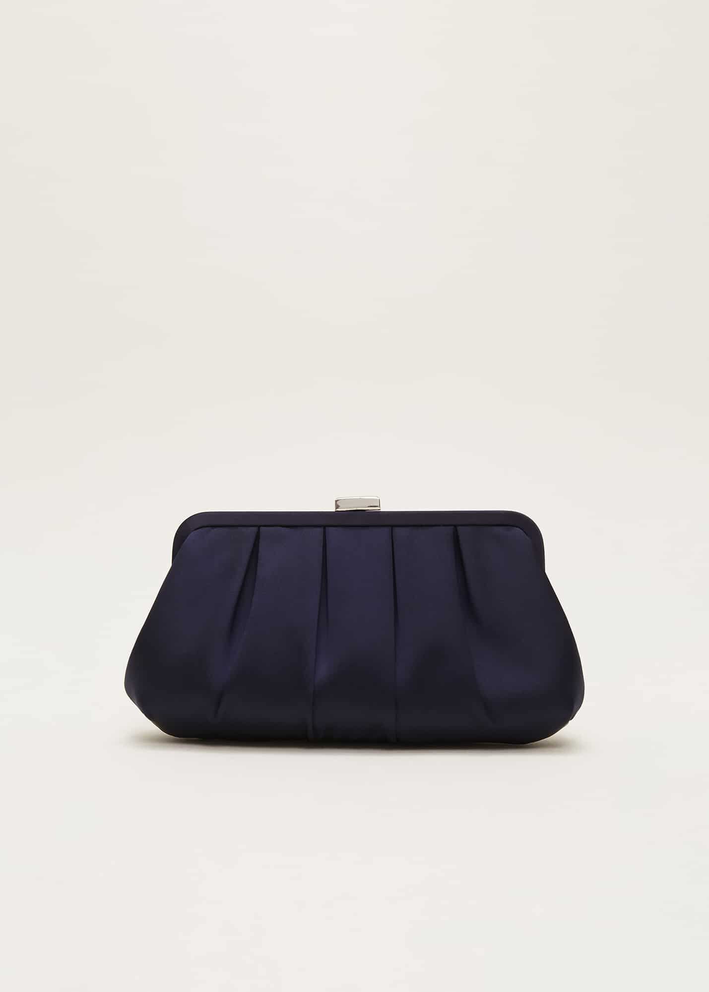 Navy satin clutch best sale bag