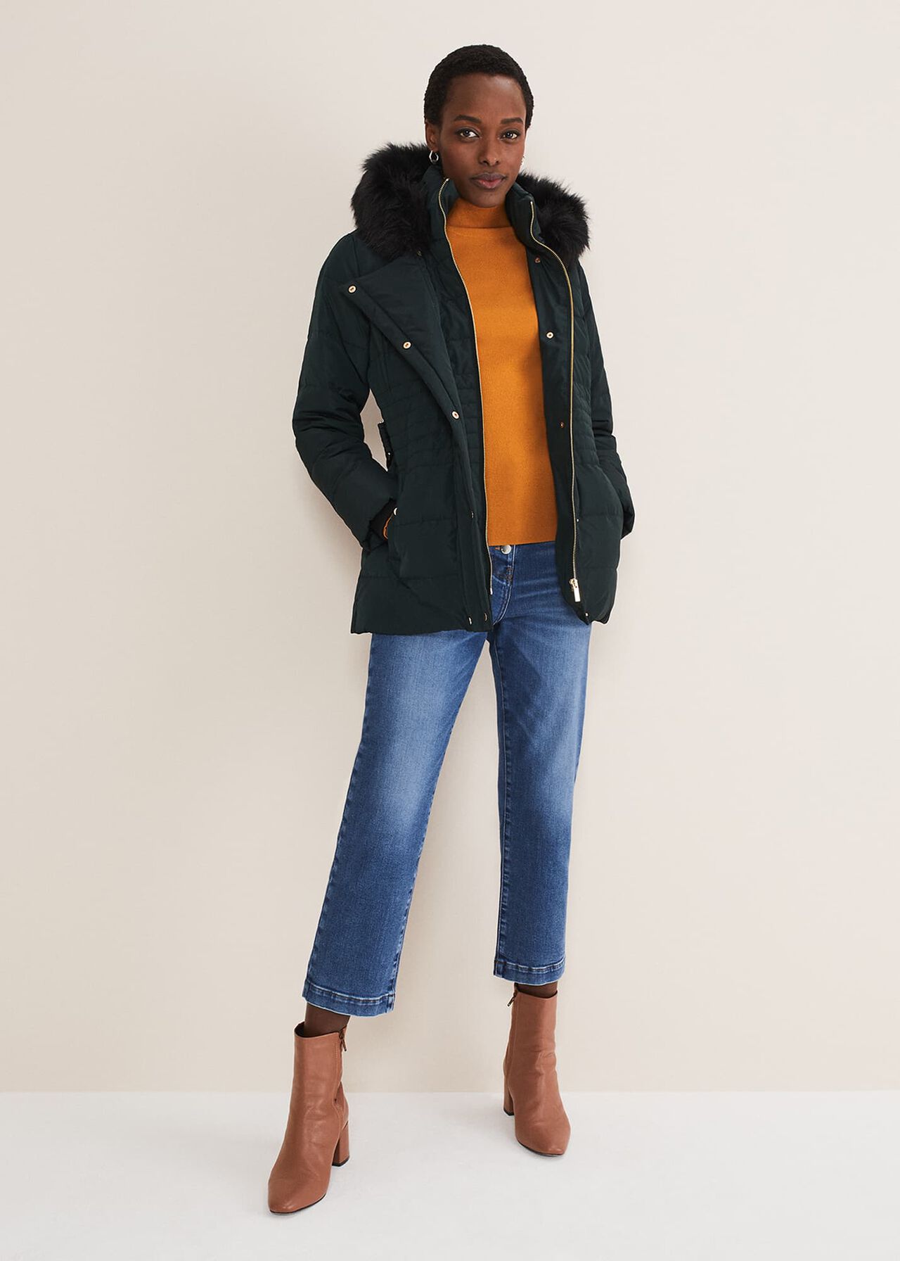 Leonor Tie Belted Short Puffer