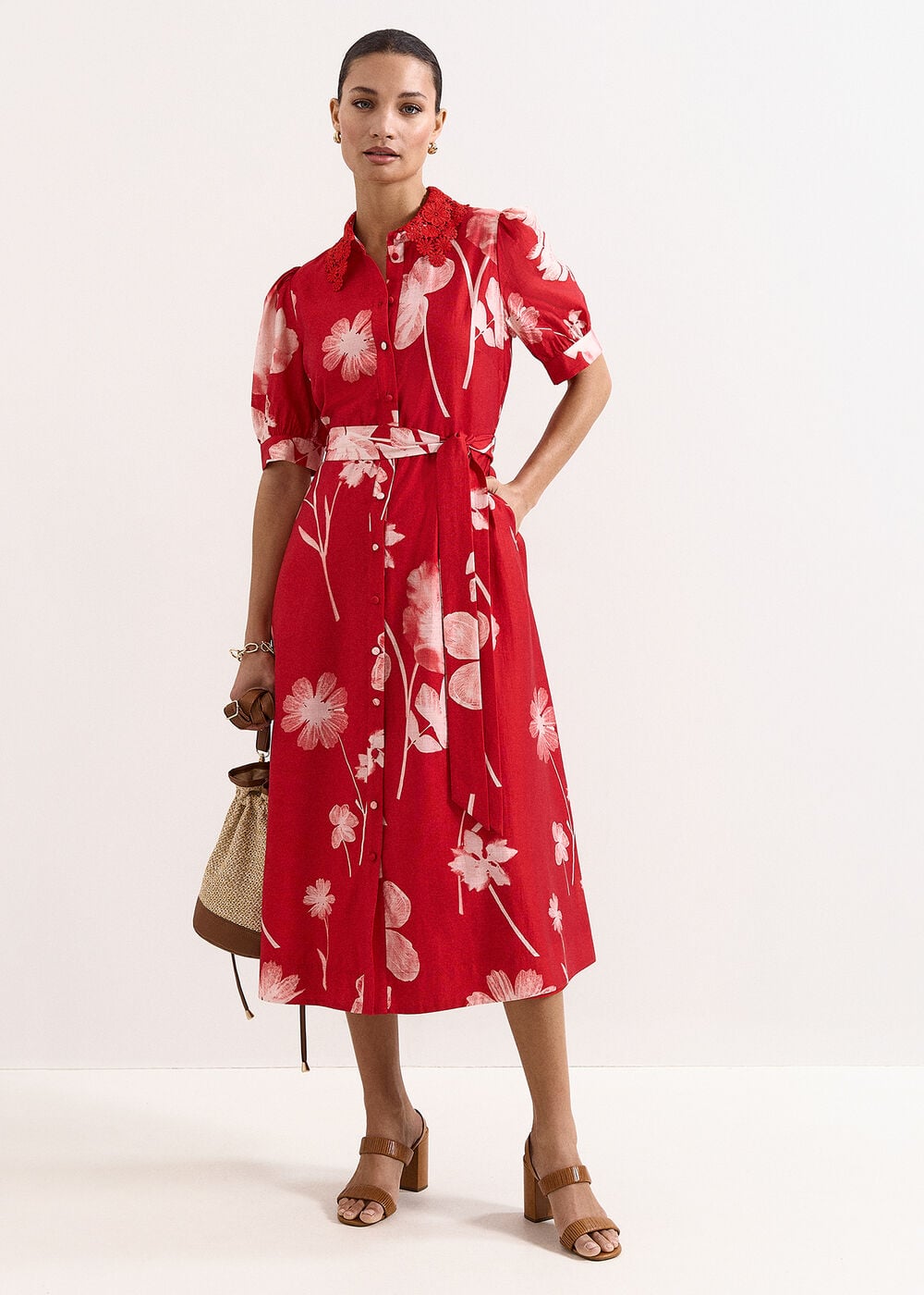 Delphine Floral Midi Shirt Dress