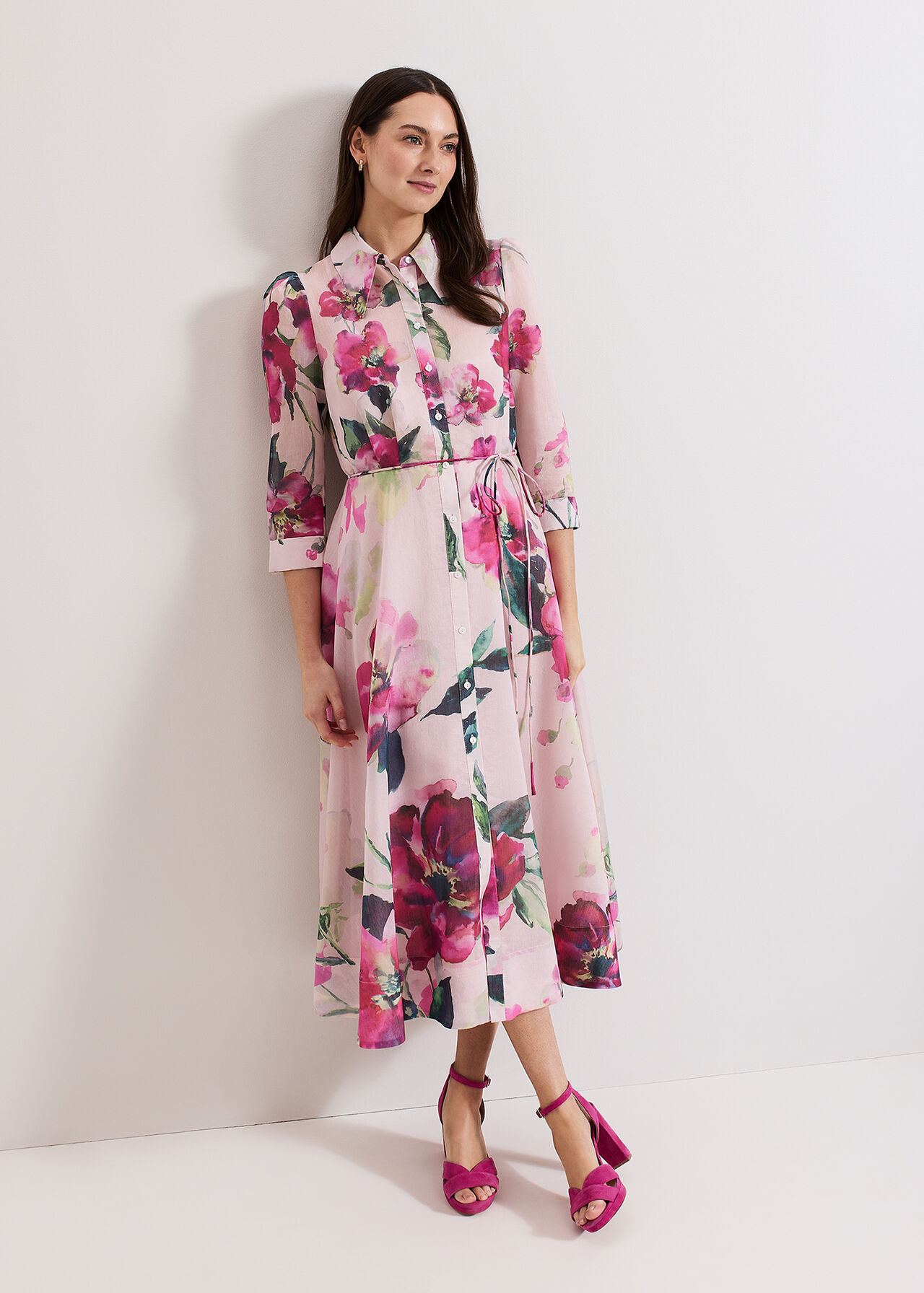 Phase Eight Anabella Floral Long Sleeved Shirt Dress Phase Eight Anabella Floral Long Sleeved Shirt Dress