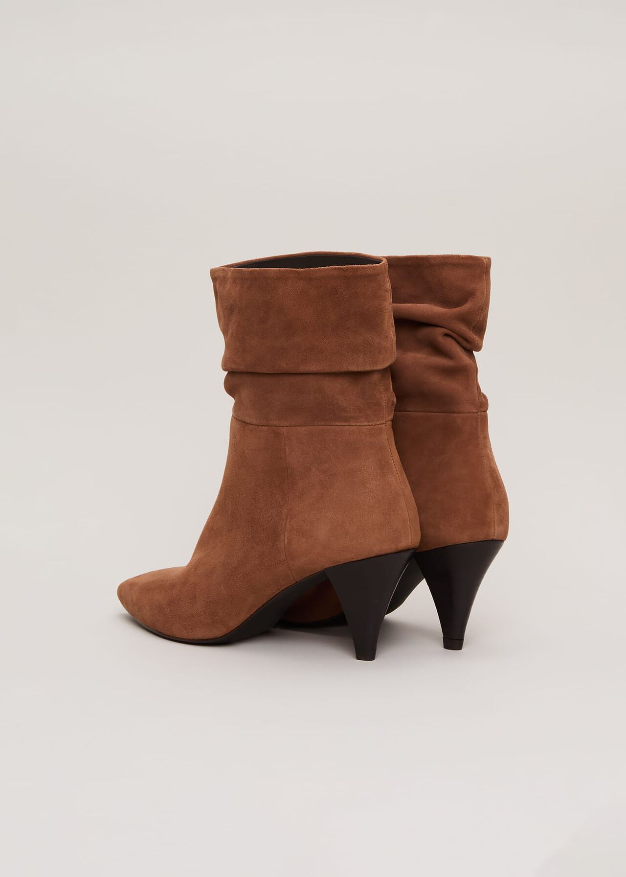 Brown Suede Cone Heel Western Boot