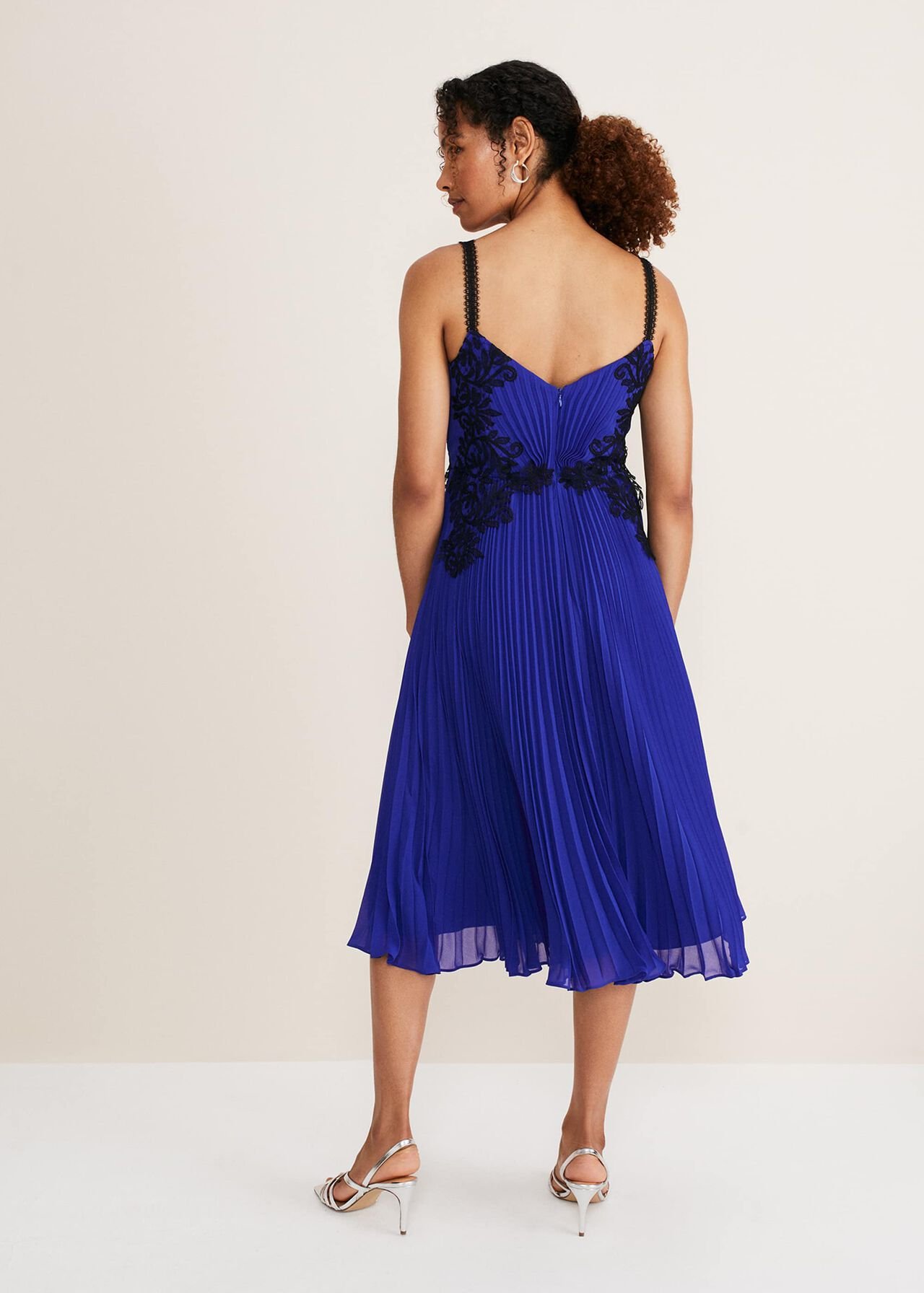 Tiffany Lace Pleated Midi Dress