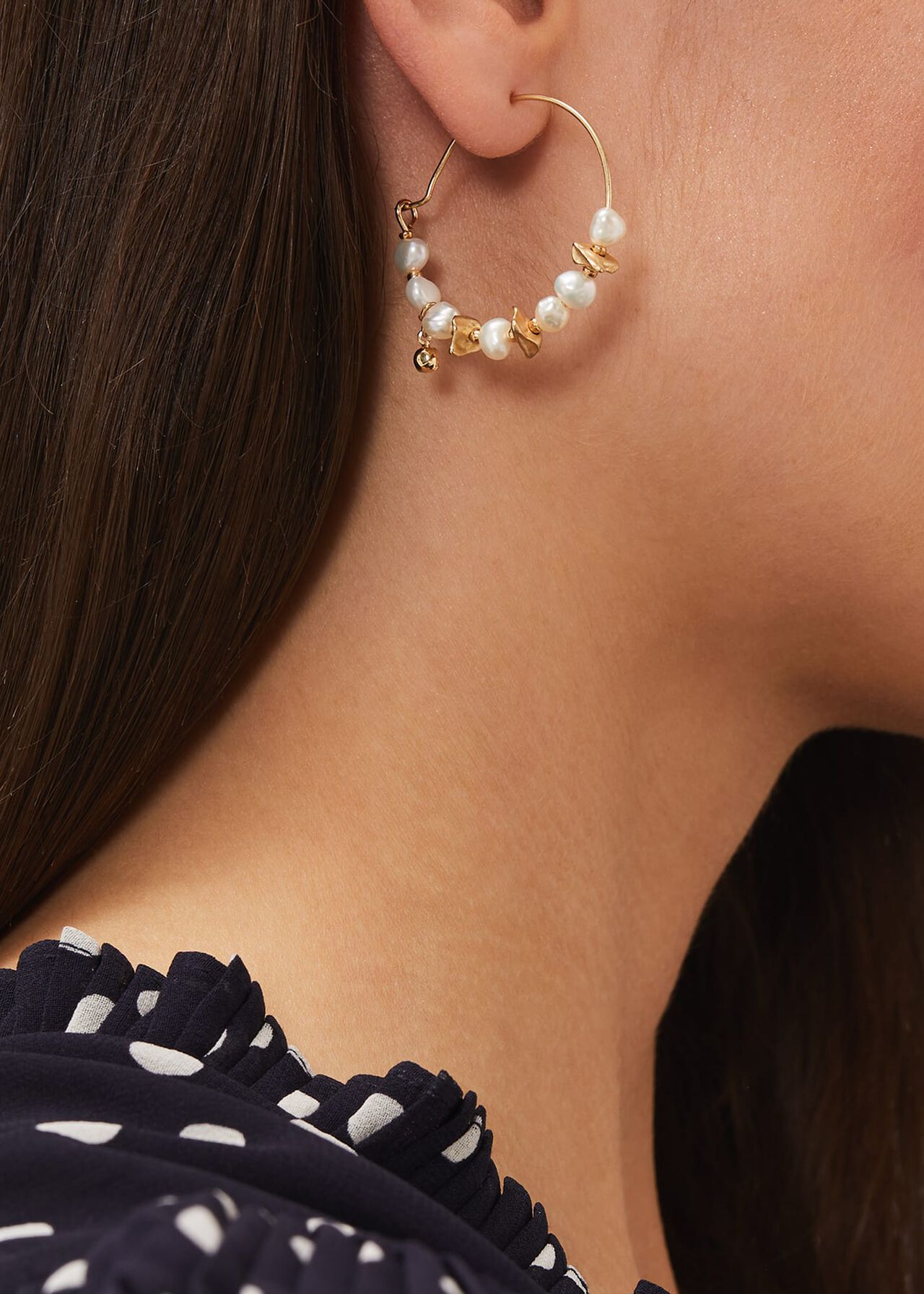 Pearl Detail Hoop Earrings