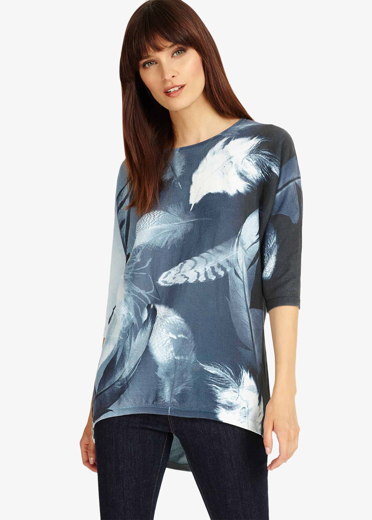 Faith Feather Print Knitted Jumper