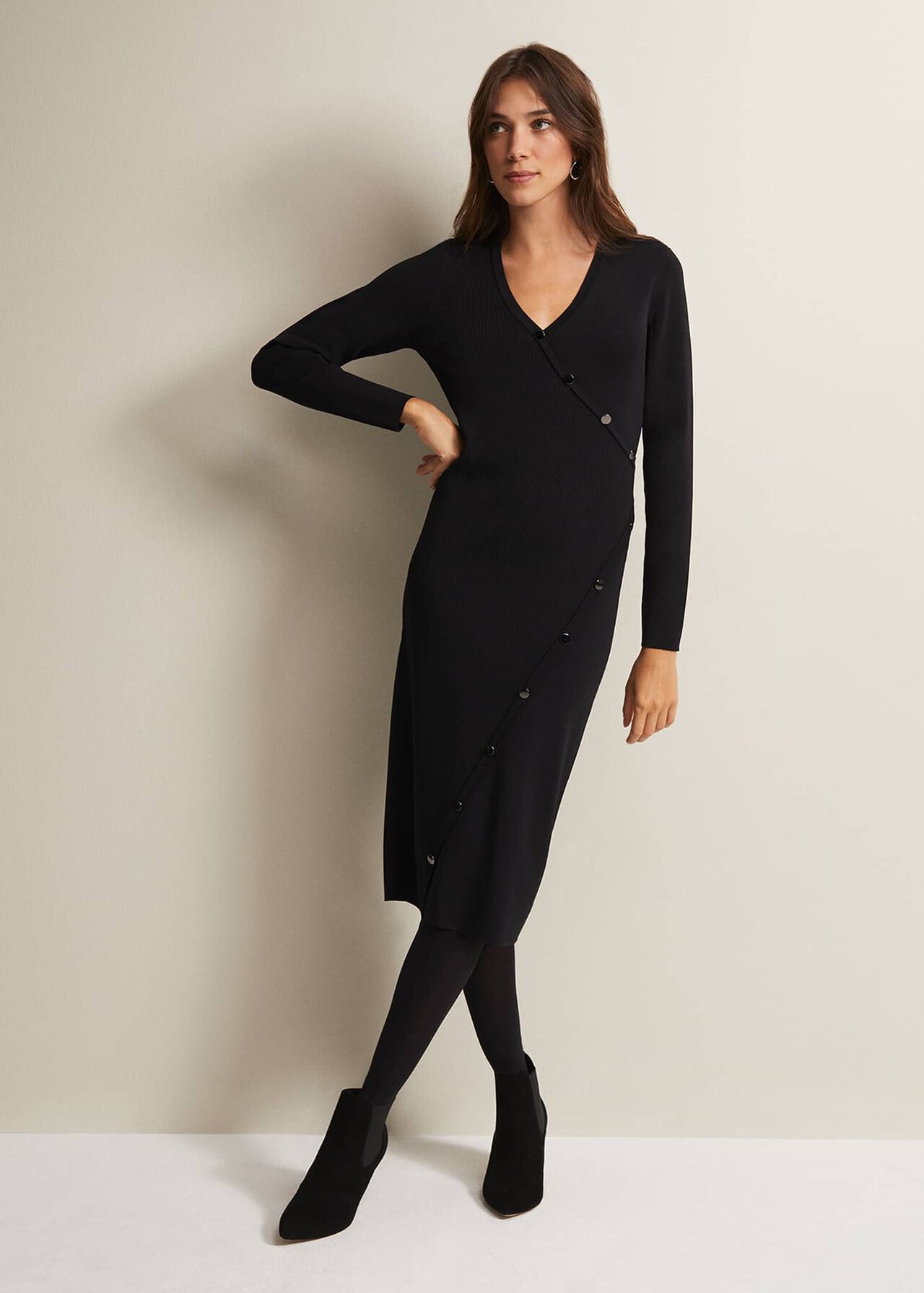 Kellia Black Knitted Midi Dress