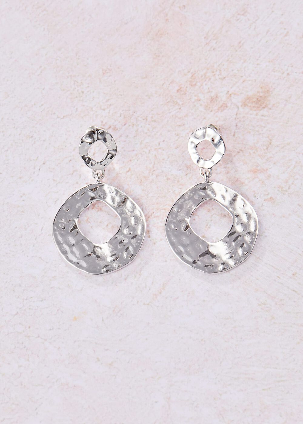 Margarita Silver Plated Hammered Disc Earrings
