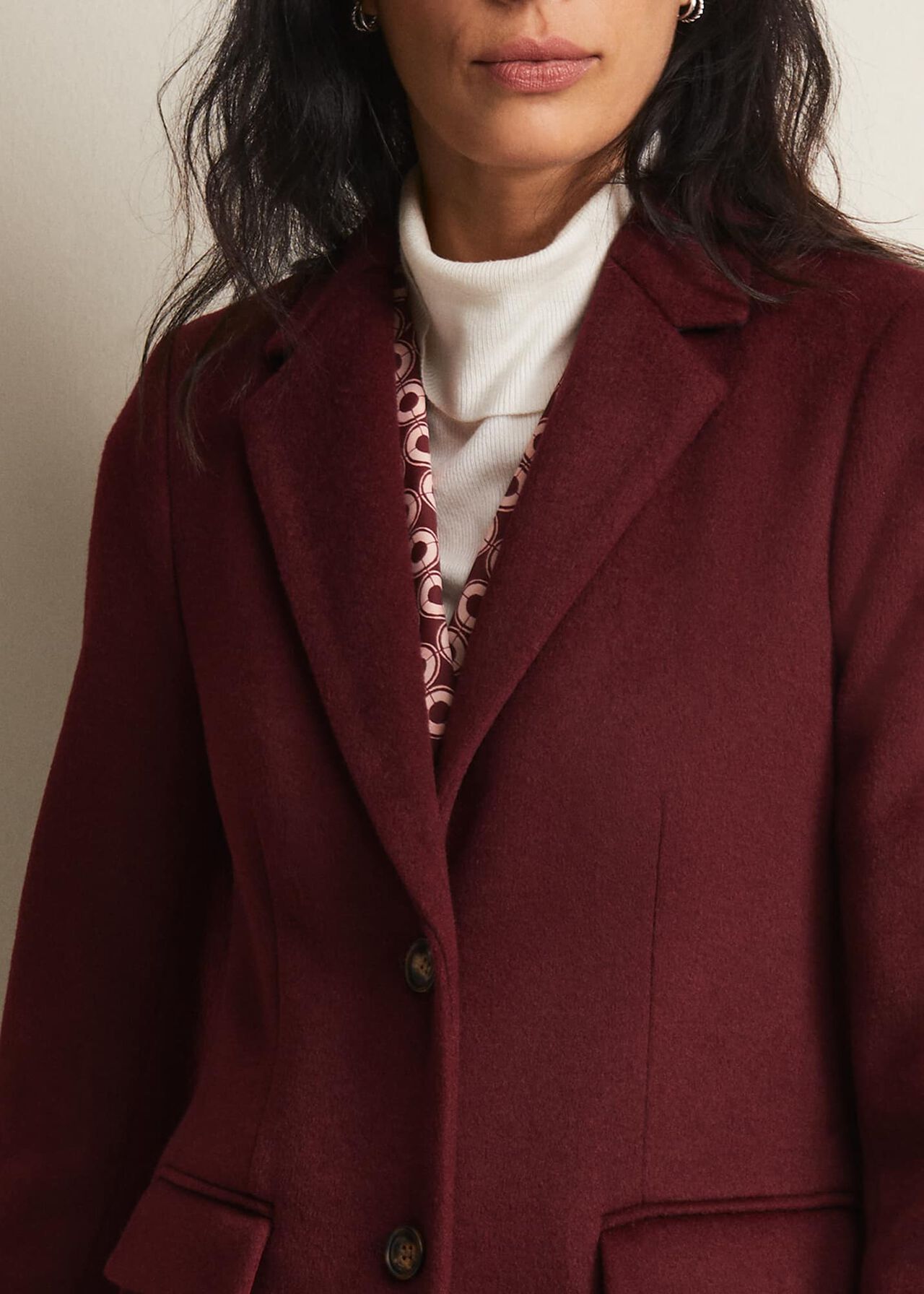 Lydia Dark Red Wool Smart Coat