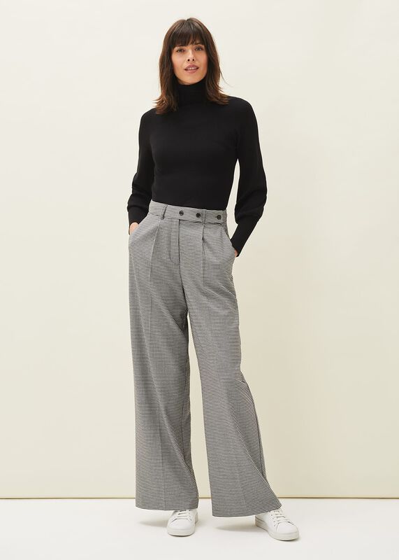 Karrie Dogtooth Wide Leg Trouser
