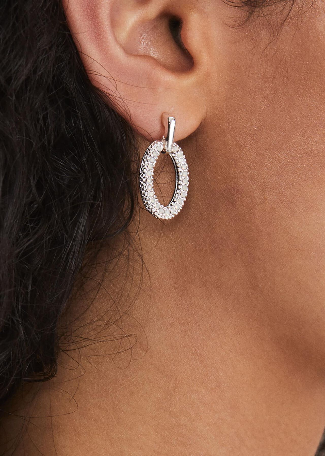 Oval Stone Drop Earring