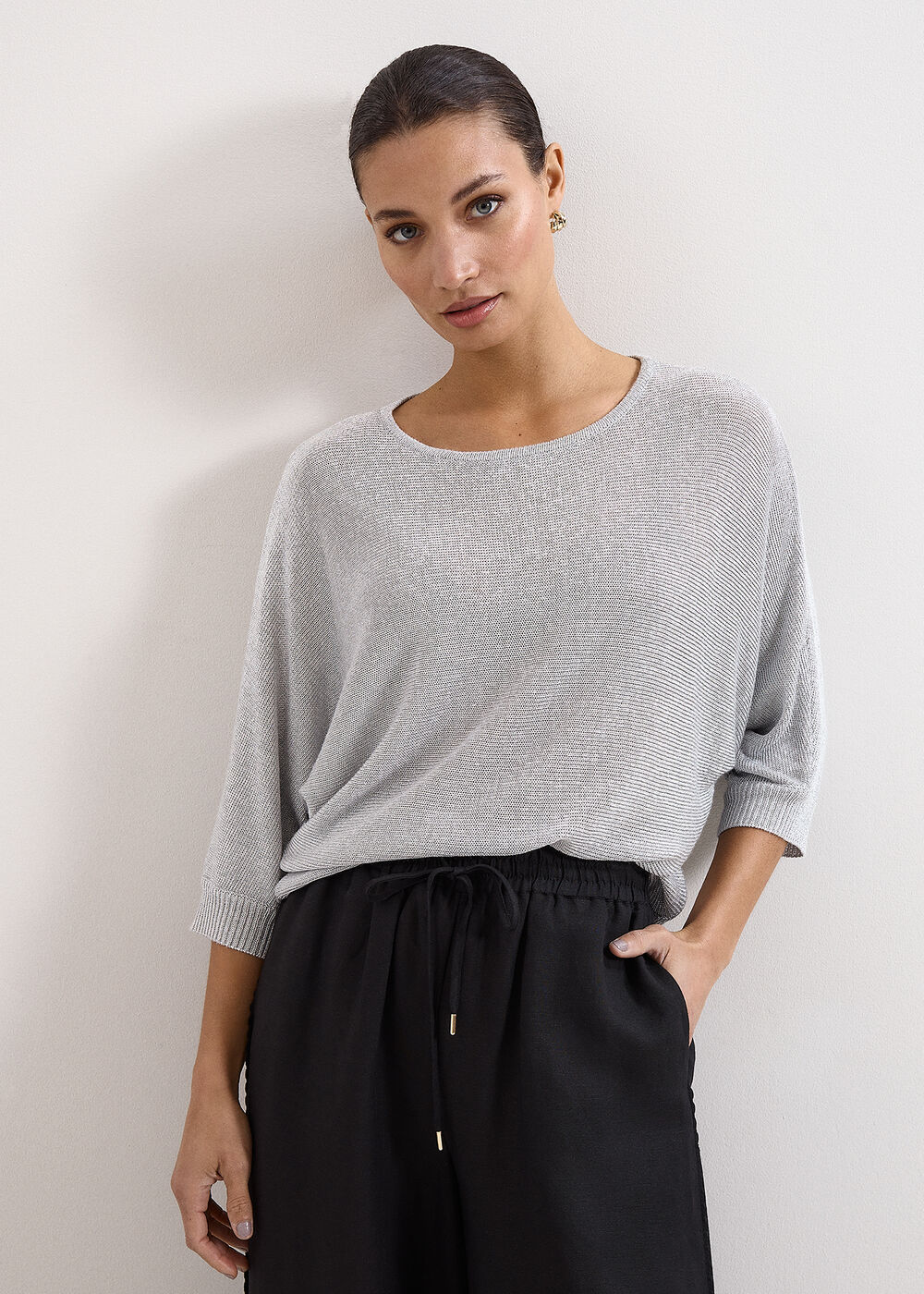 Cristine Batwing Metallic Knitted Jumper