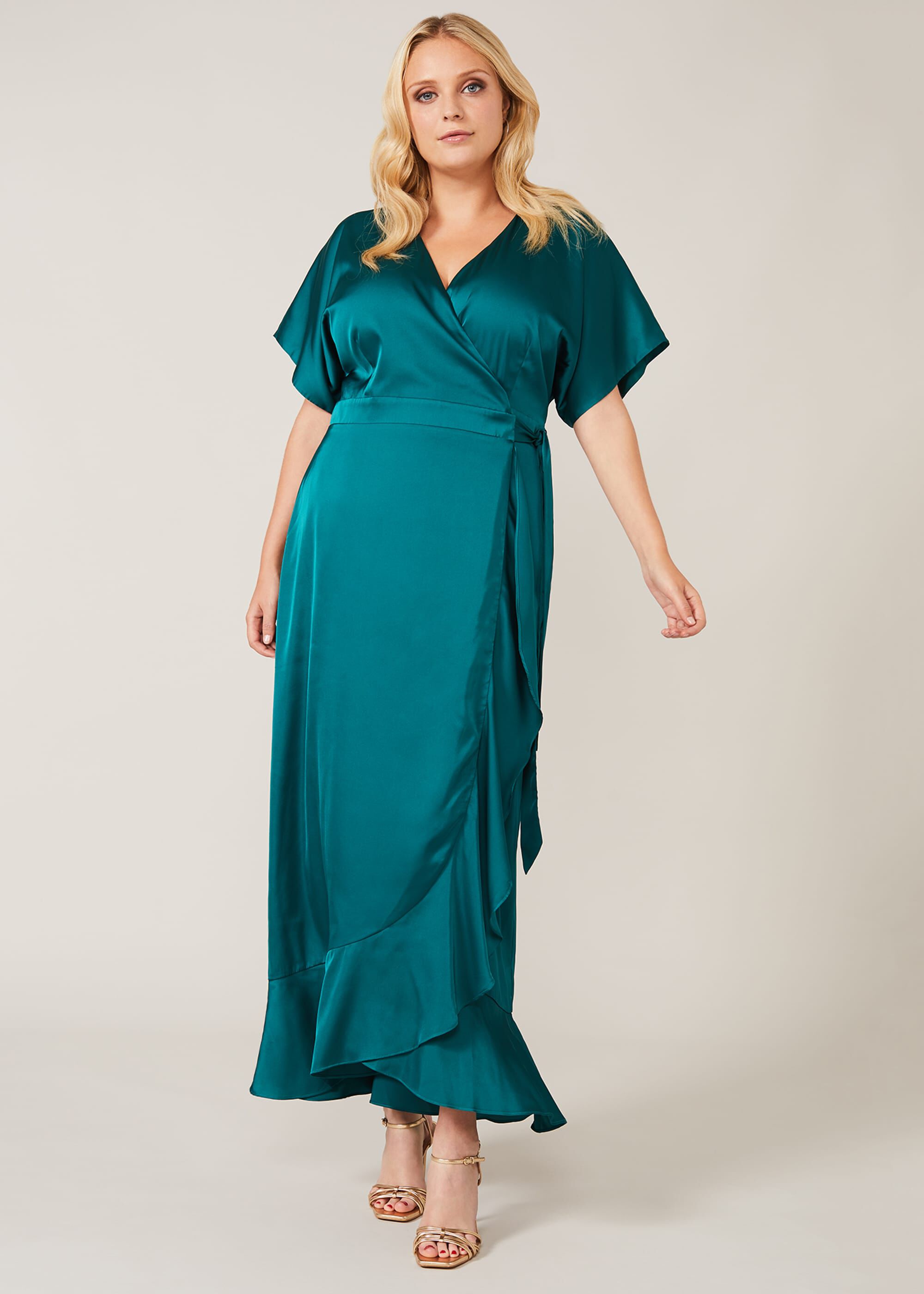 Satin wrap sale maxi dress