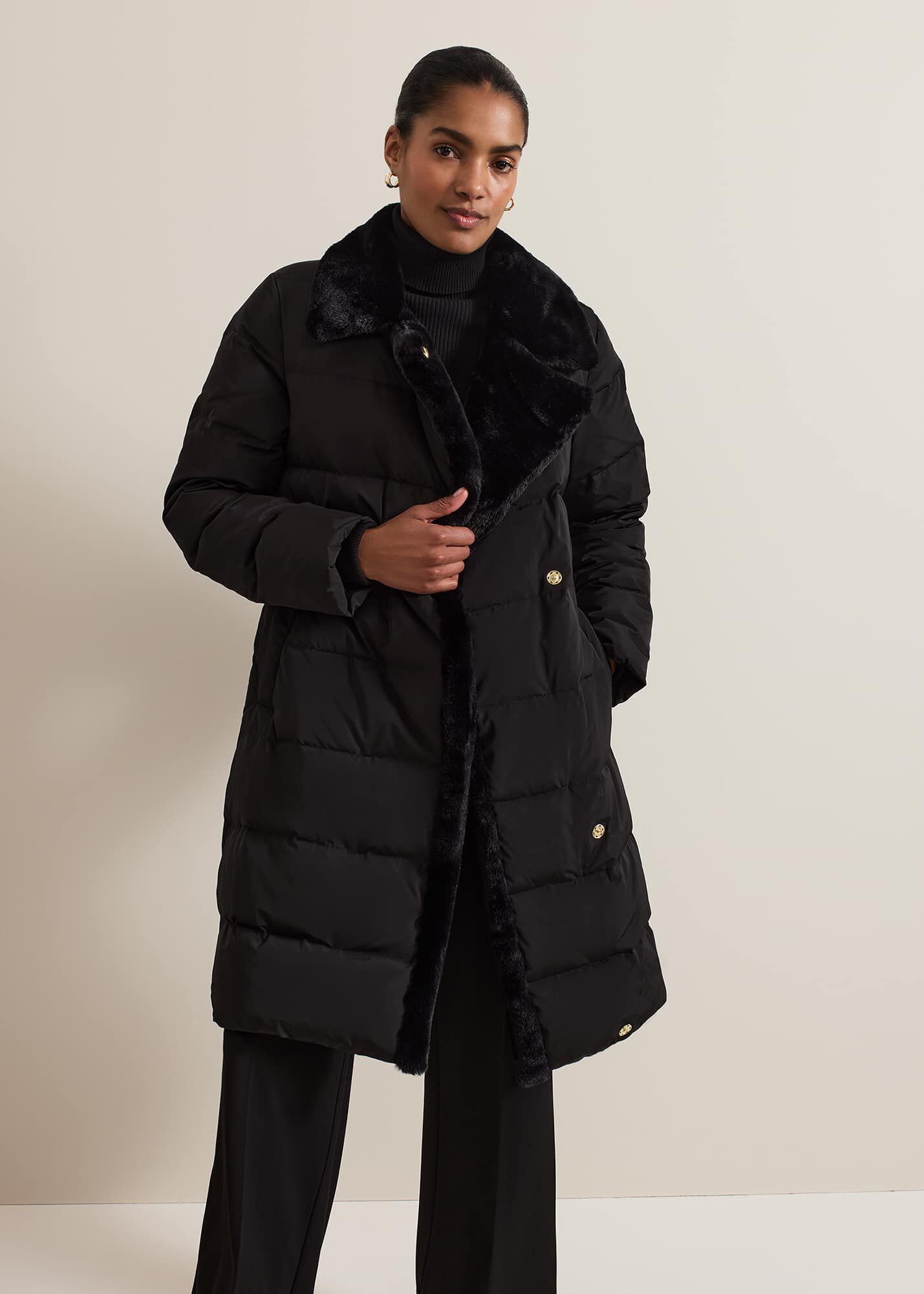 Kim Midi Fur Collar Puffer Coat | Phase Eight ROW |