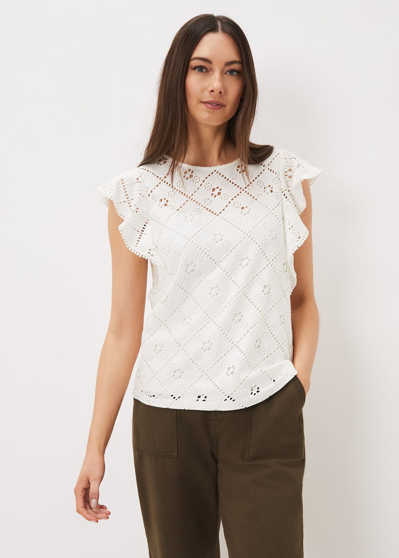 Guilana Cotton Frill Lace Top