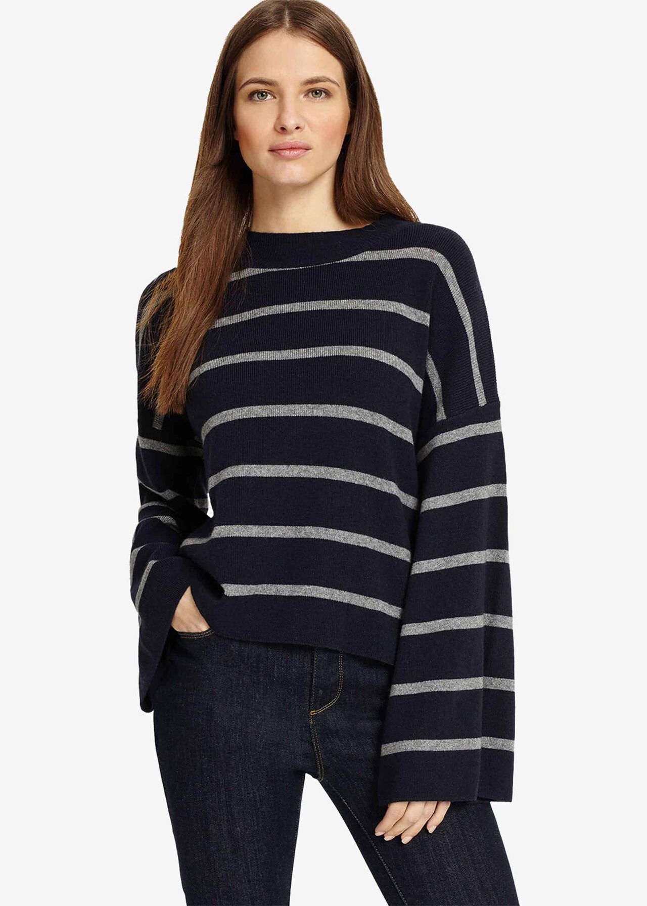 Francina Stripe Flared Sleeve Knitted Jumper