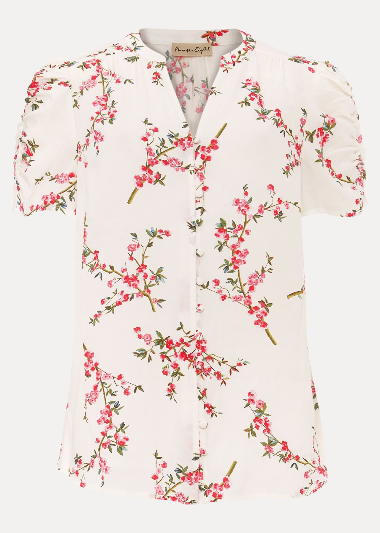 Mae Ruched Sleeve Floral Blouse