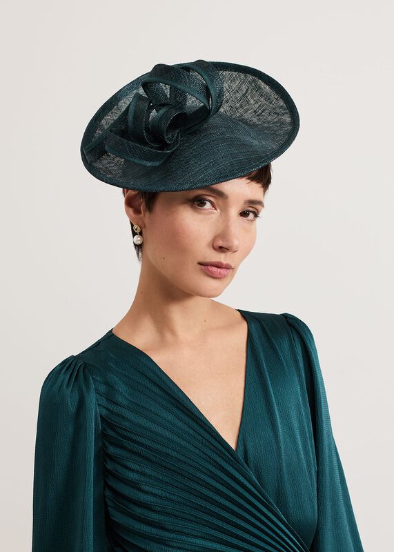 Teal Grossgrain Twist Oval Fascinator