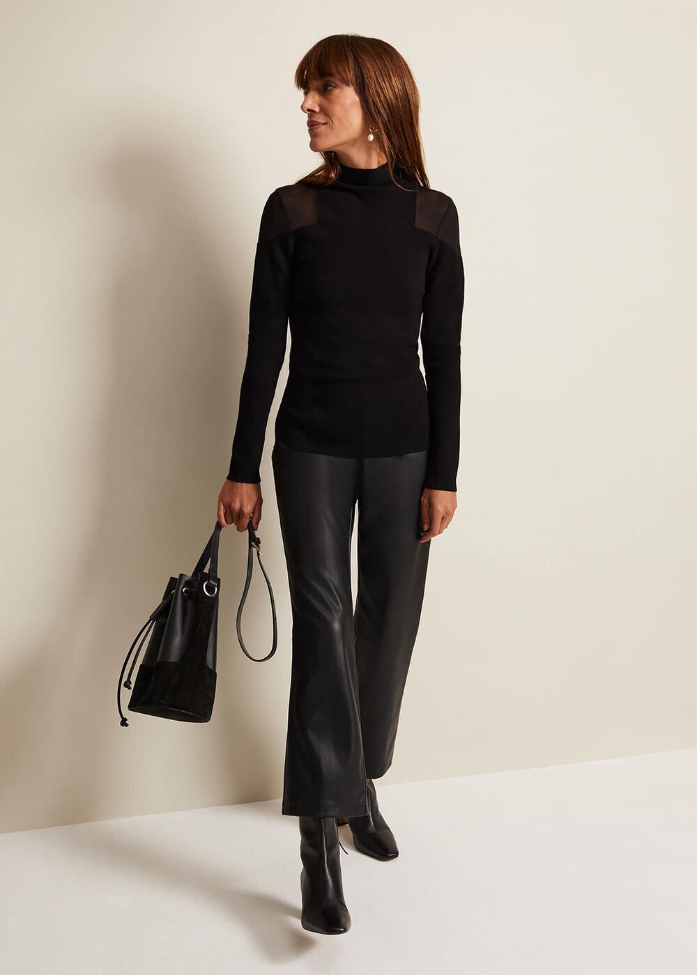 Amiee Sheer Cold Shoulder Knit Panel Top