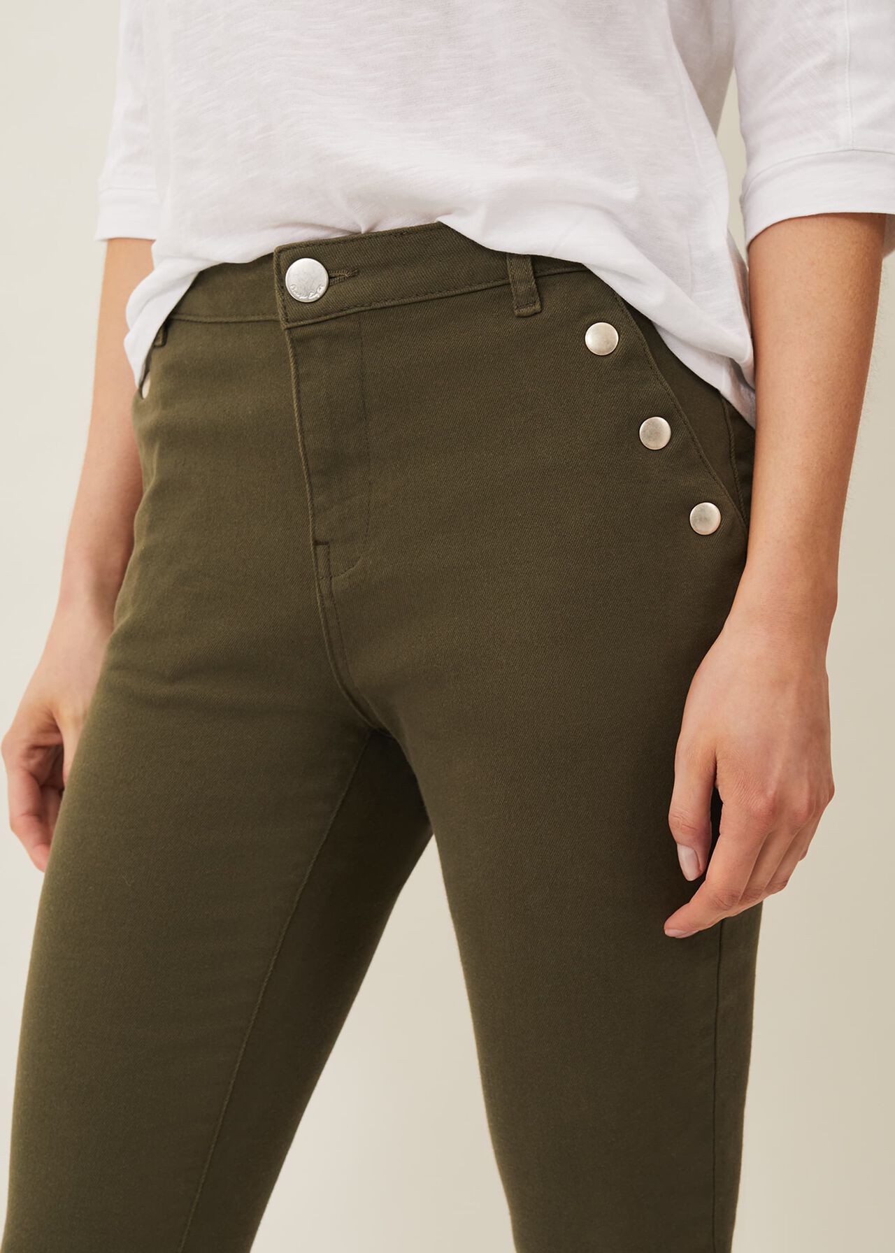 Paenoia Button Detail Skinny Jeans