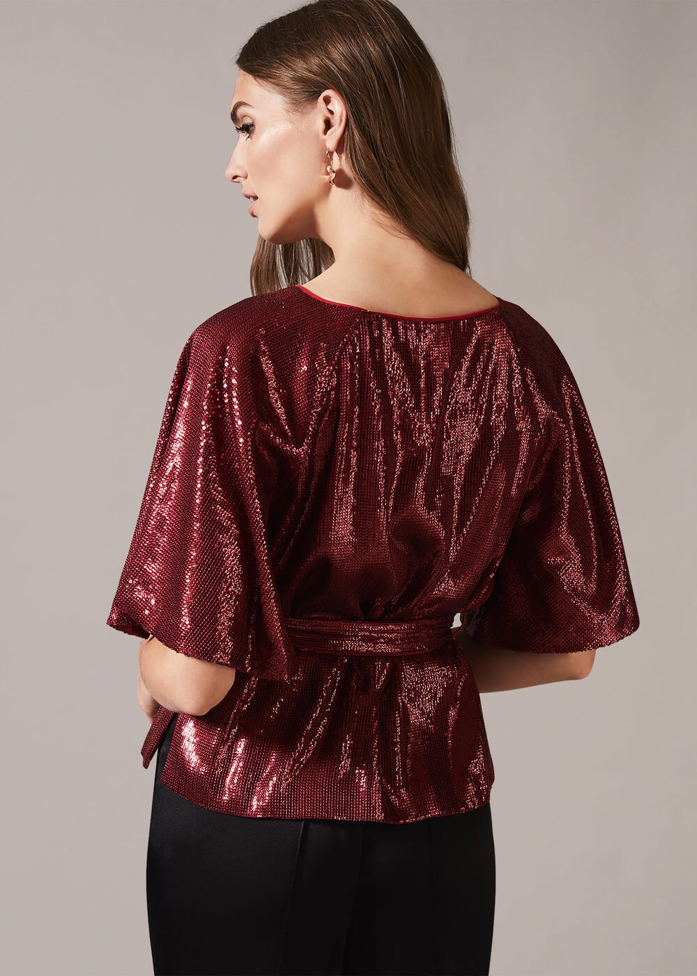 Kiera Sequin Wrap Top
