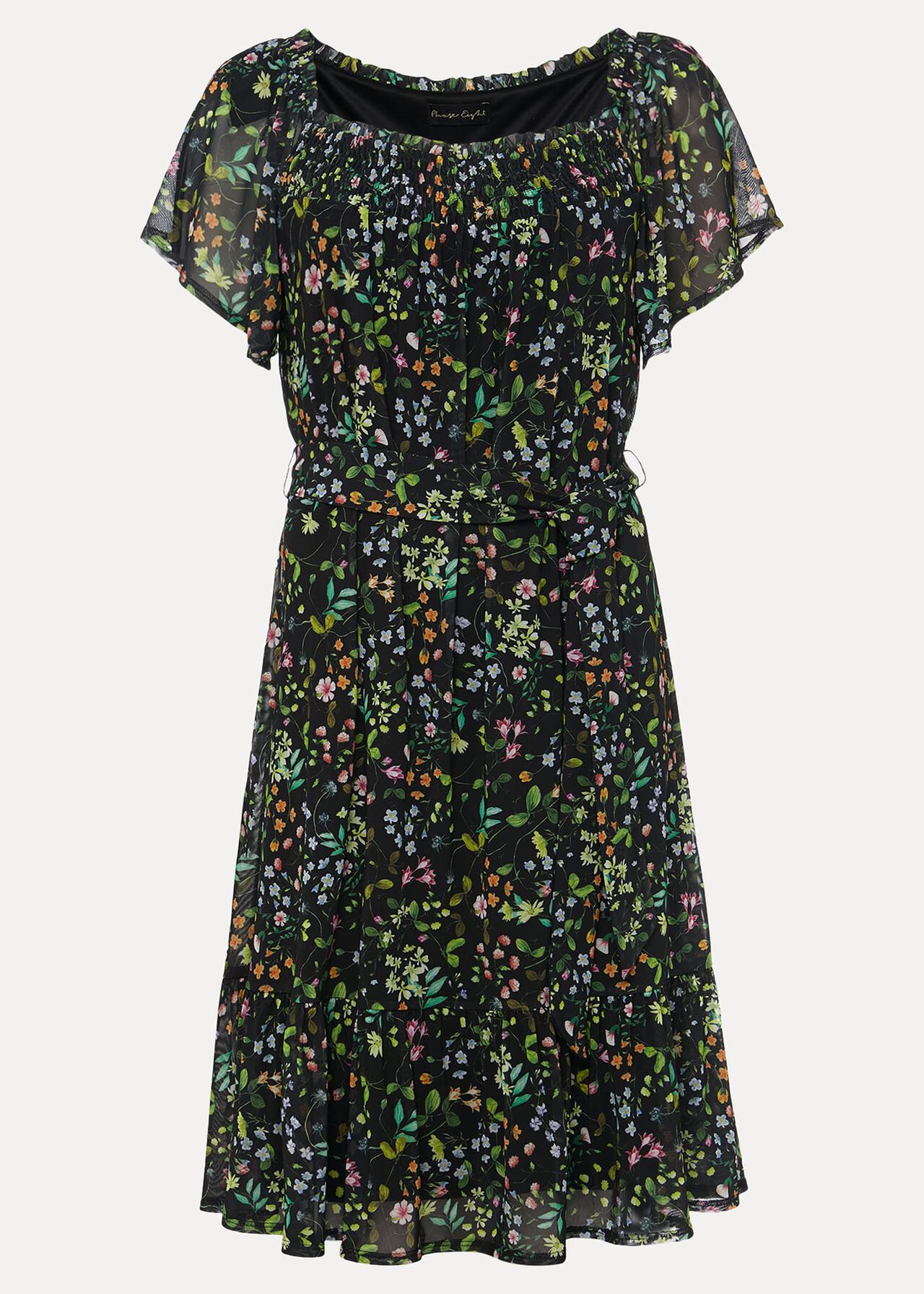 Zaylah Shirred Floral Mesh Dress