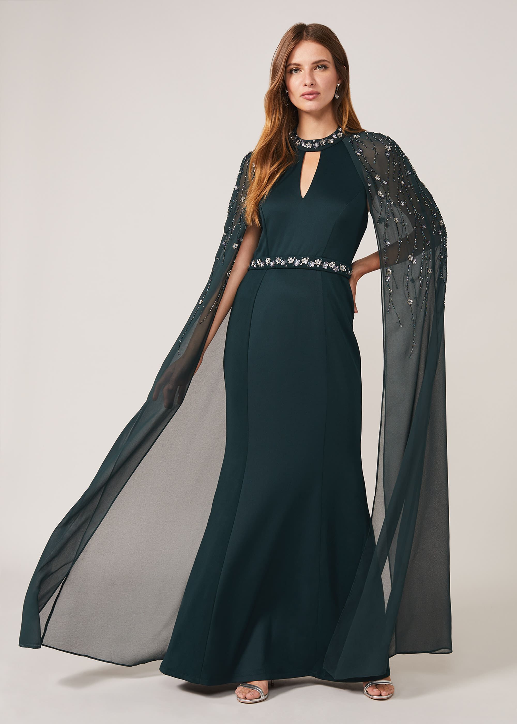 Gothic Glamour - Chloe Supervillain Long Sleeve Cape Sleeve Gown | Eve –  pinupgirlclothing.com