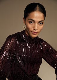 Hannah High Neck Sequin Top