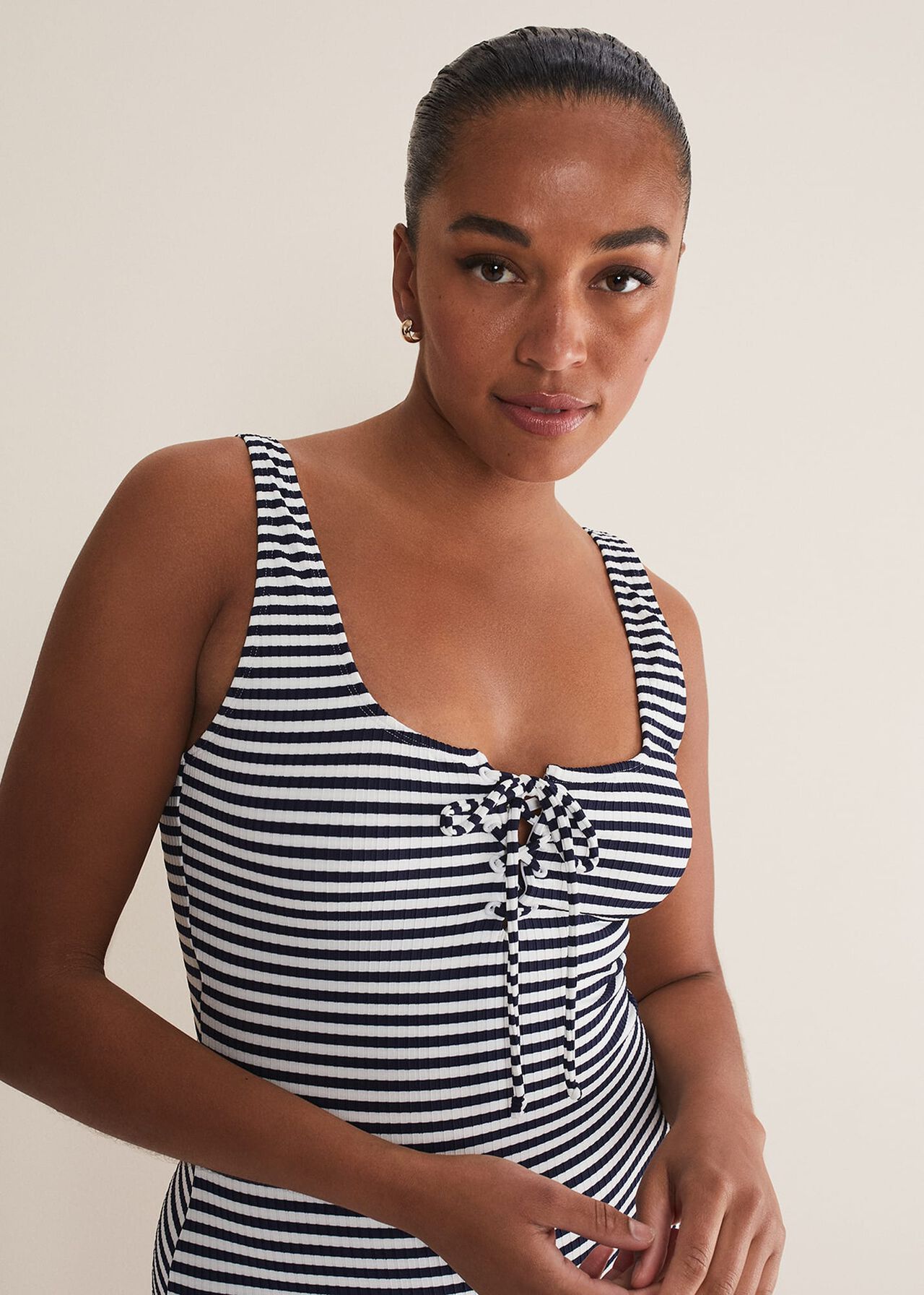 Striped Ribbed Swimsuit