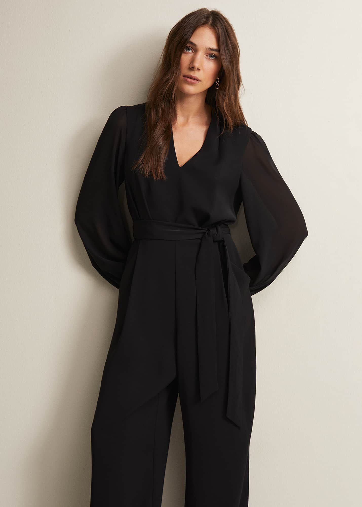 Audrey Black Wide Leg Jumpsuit Phase Eight UK