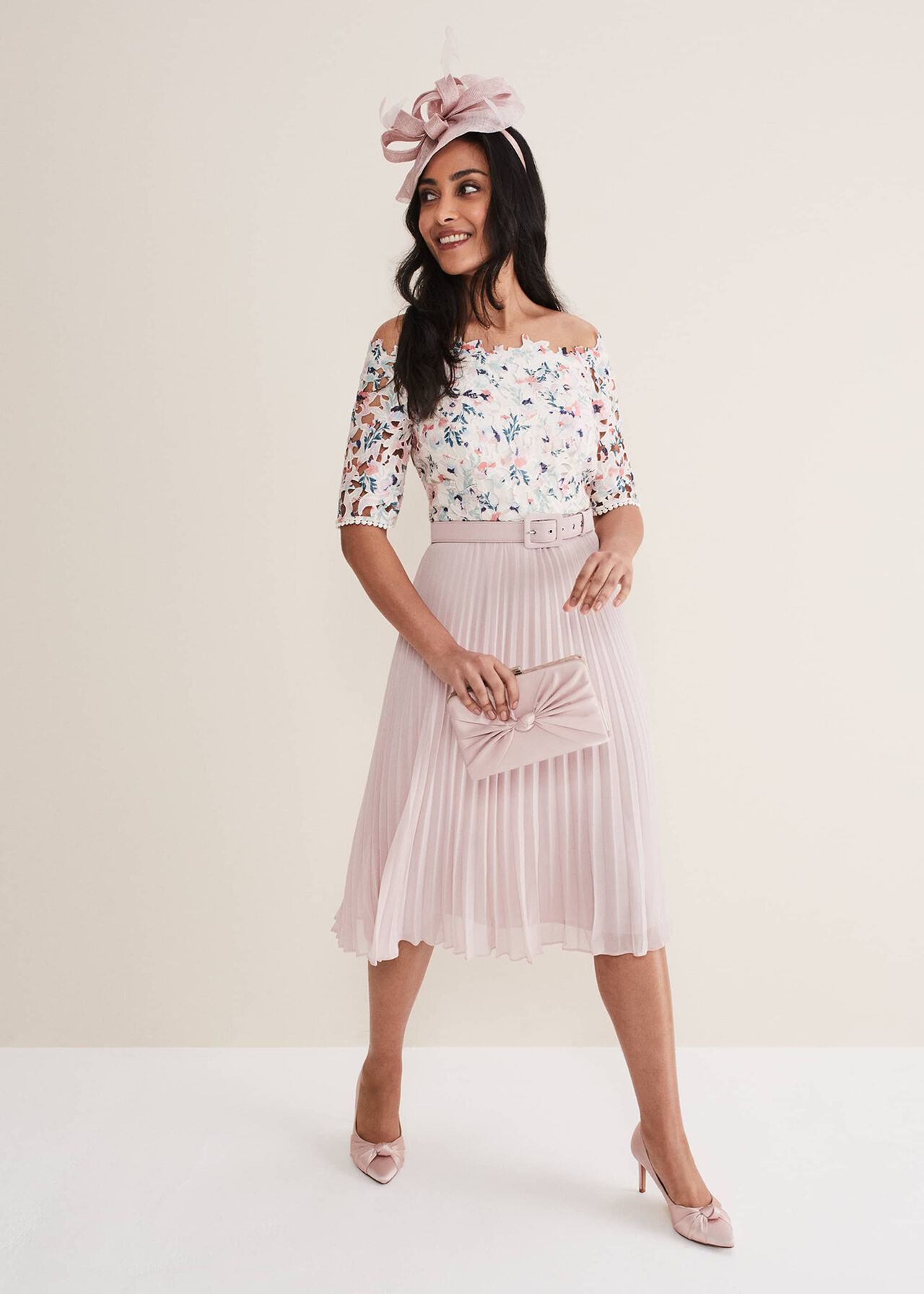 ${product-id}-Petite Franky Lace Bardot Pleat Skirt Outfit--${view-type}