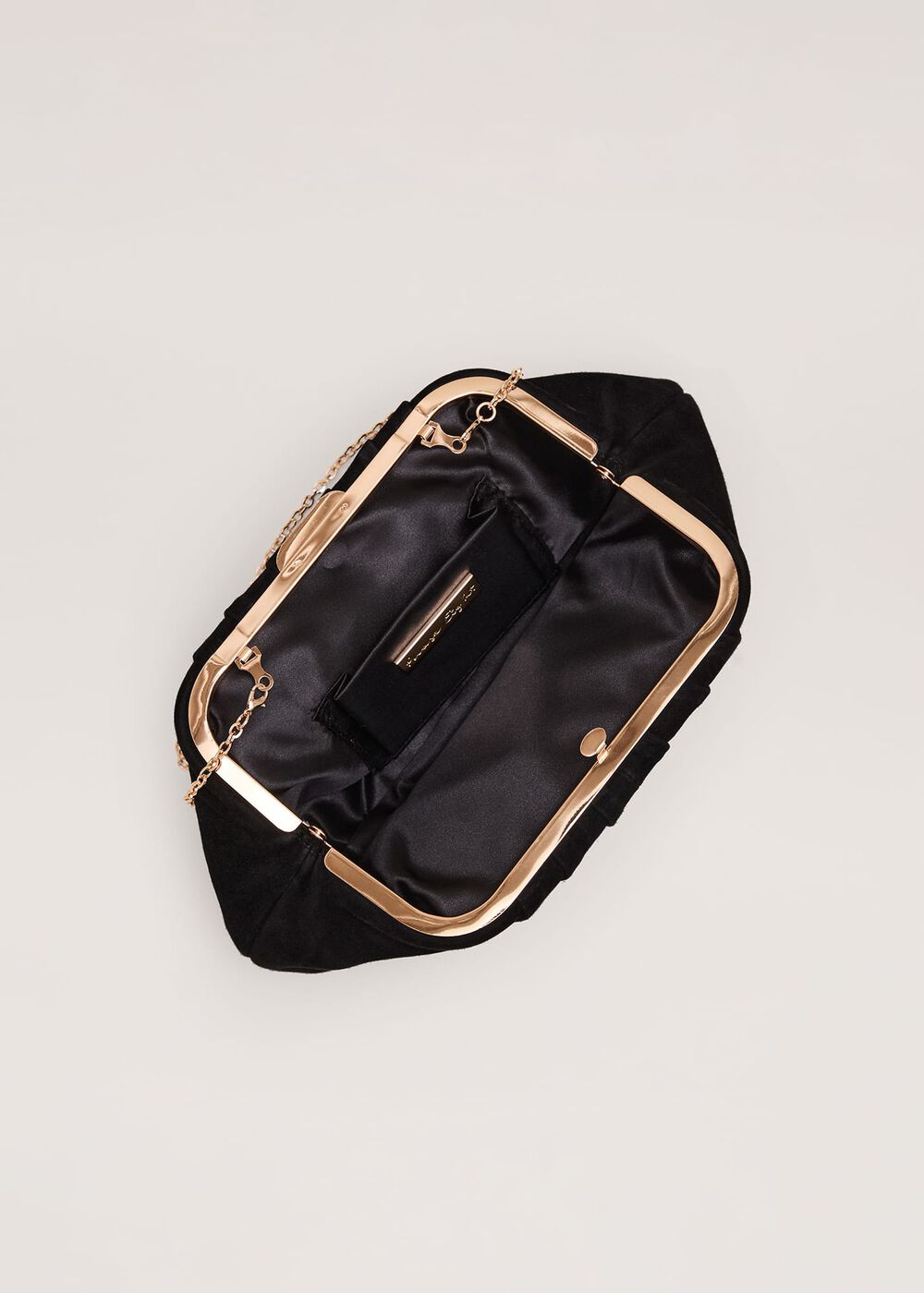 Black Suede Pouch Clutch Bag