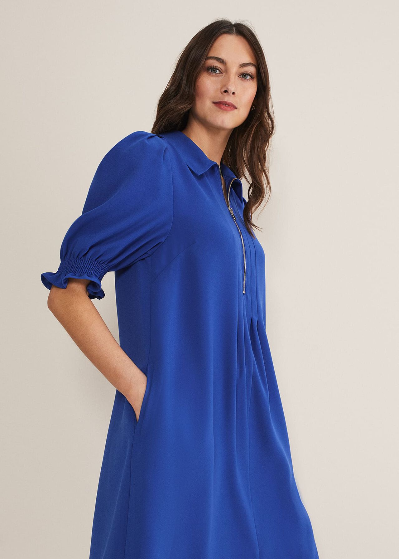 Candice Blue Zip Mini Dress