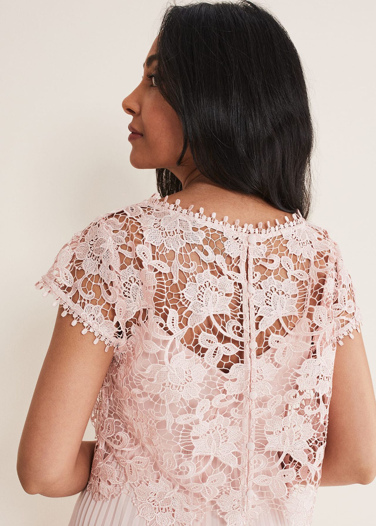 Petite Michelle Lace Pleat Maxi Dress