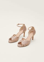 Stitched Metallic Heel Sandal