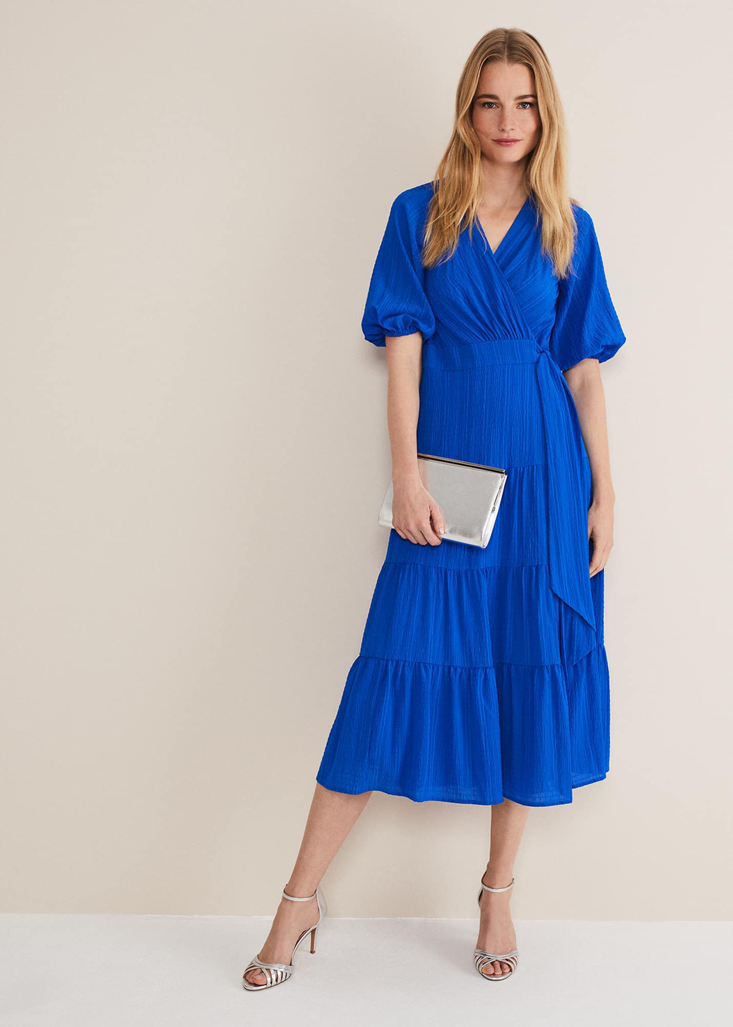 Phase eight blue wrap dress shop