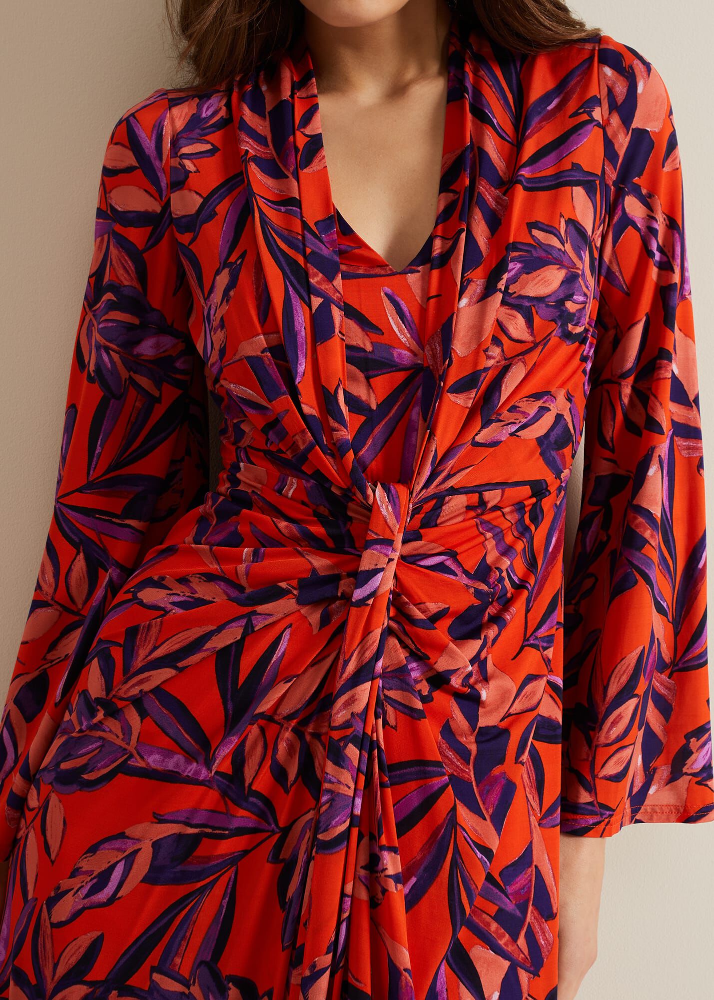 Briella Jersey Leaf Print Maxi Dress