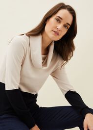 Zasha Colourblock Cowl Neck Jumper