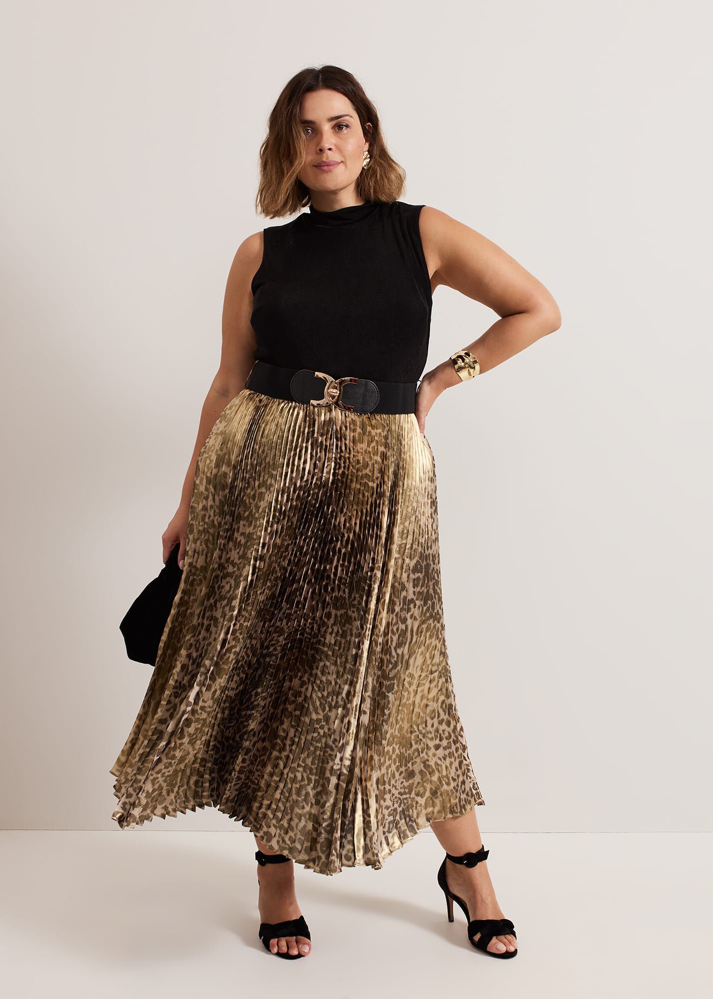 Meloni Jersey Leopard Pleat Midi Dress