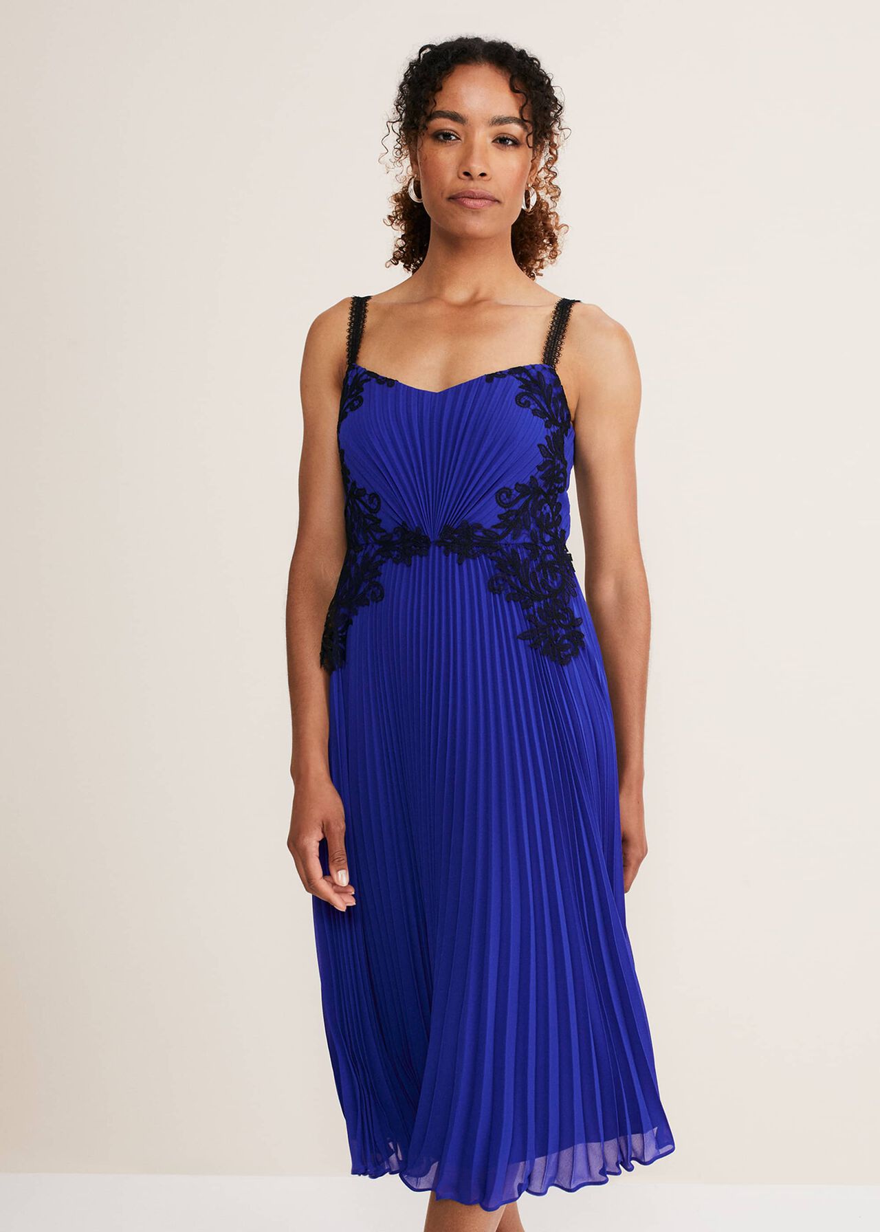 Tiffany Lace Pleated Midi Dress