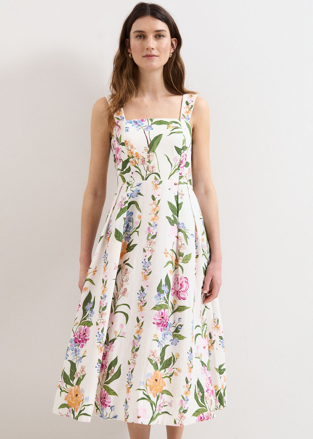 Lucia Floral Linen Midi Dress