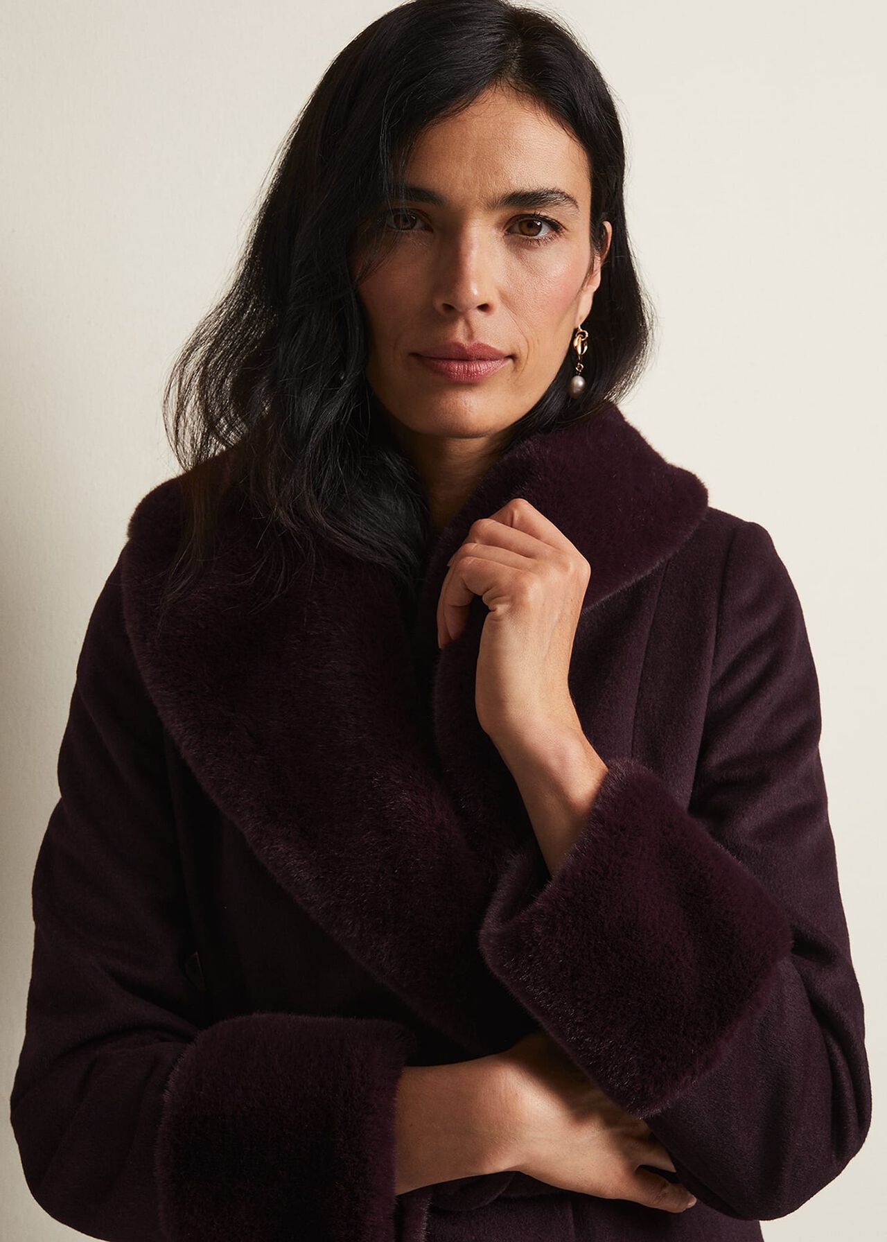 Zylah Faux Fur Collar Wool Smart Coat