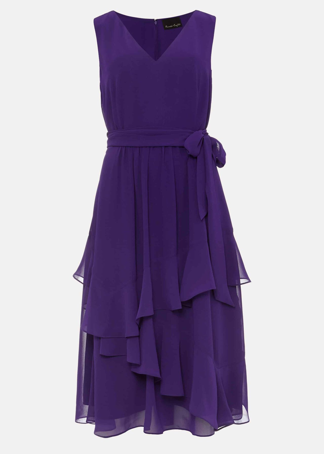 Breesha Tiered V-Neck Fit And Flare Belted Dress