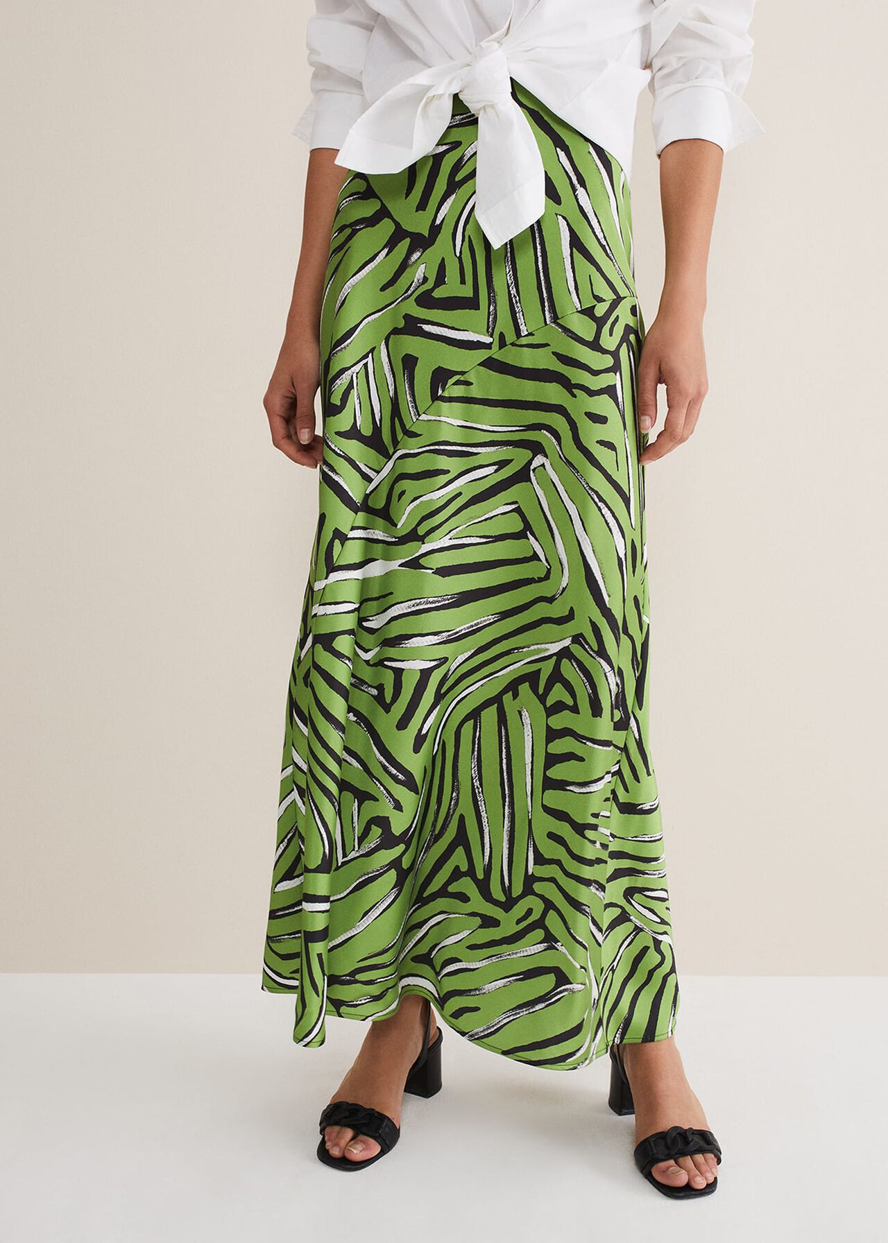 Norabel Zebra Print Satin Skirt