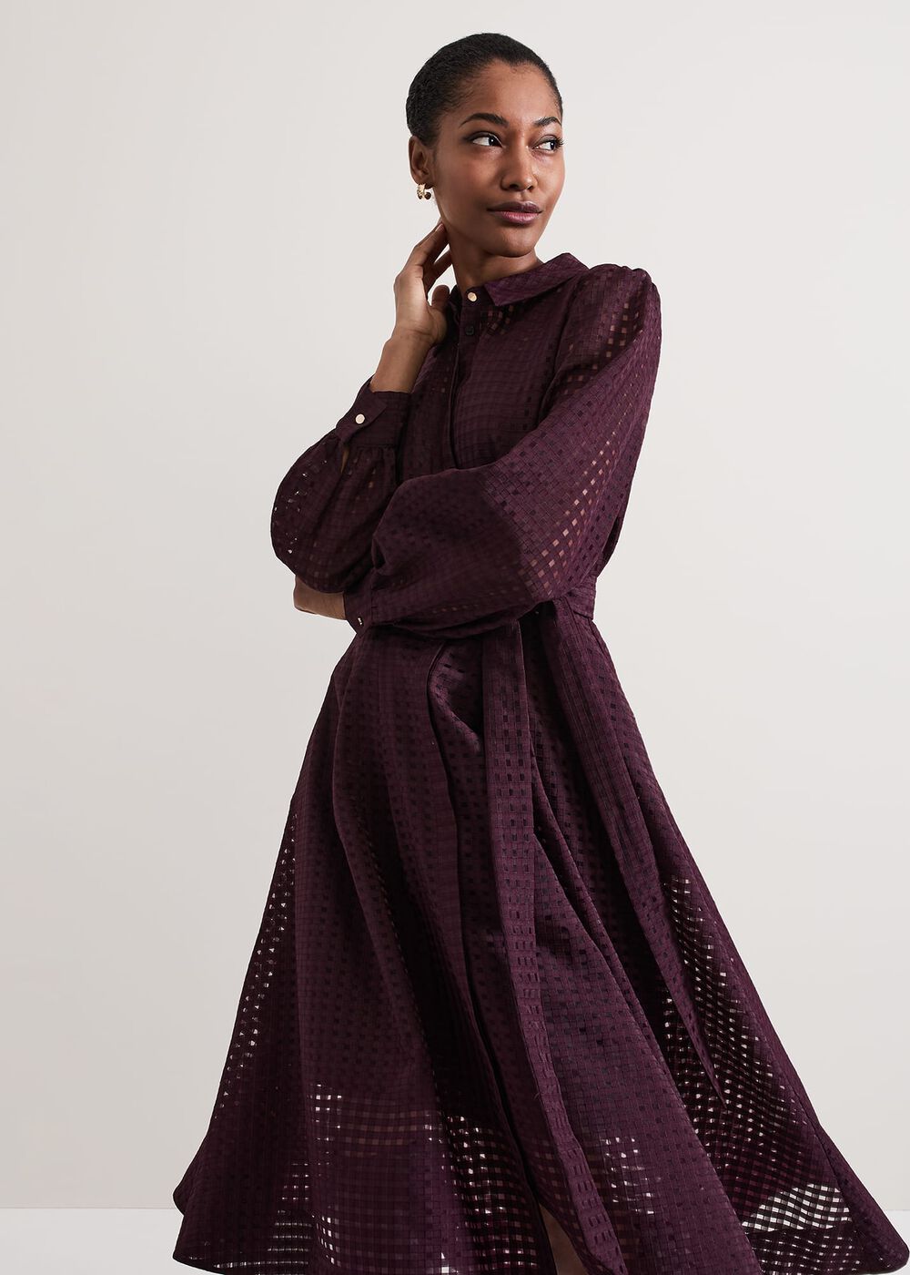 Natalie Burgundy Shirt Dress
