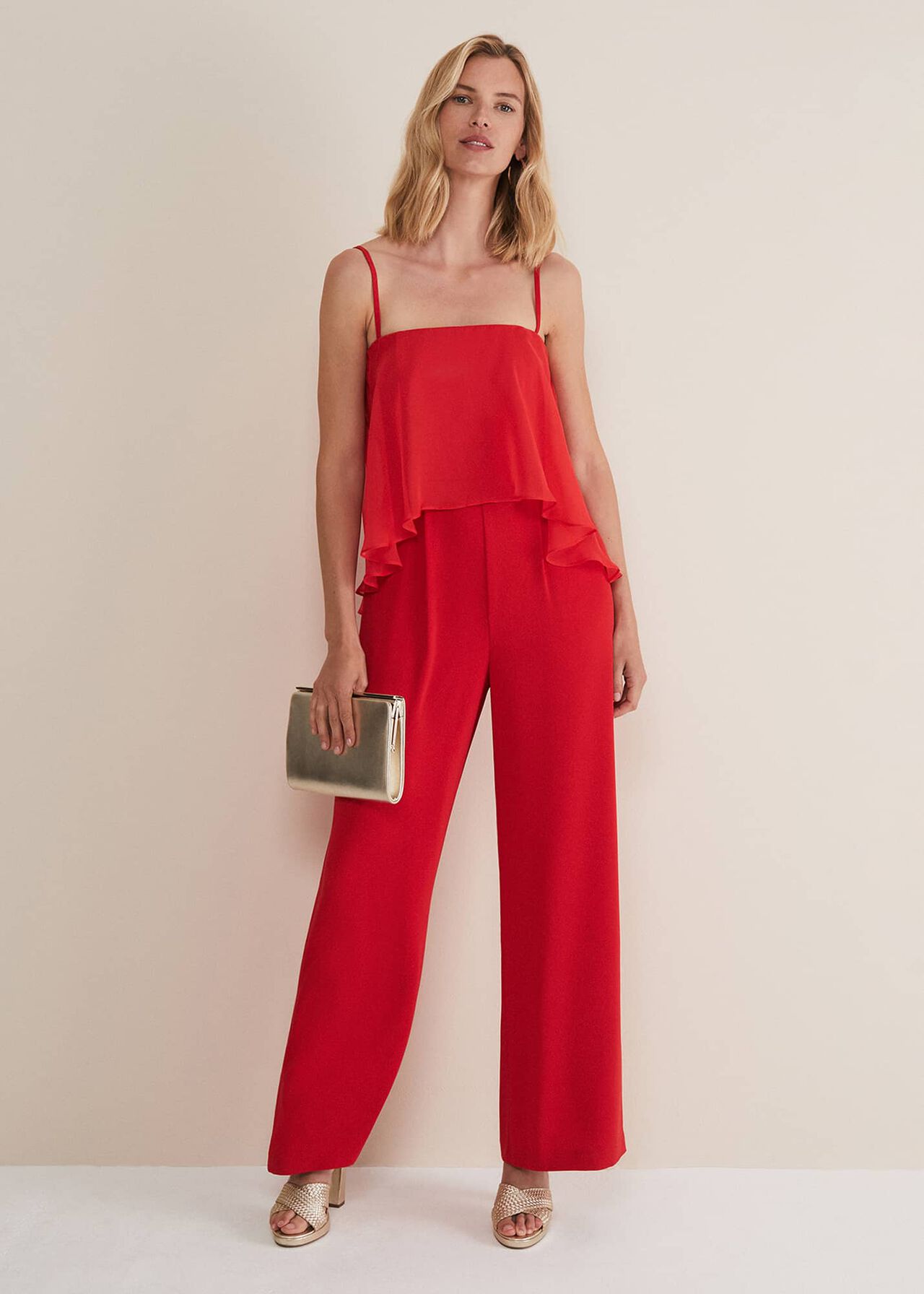 Anna Red Wide Leg Jumpsuit | Phase Eight UK