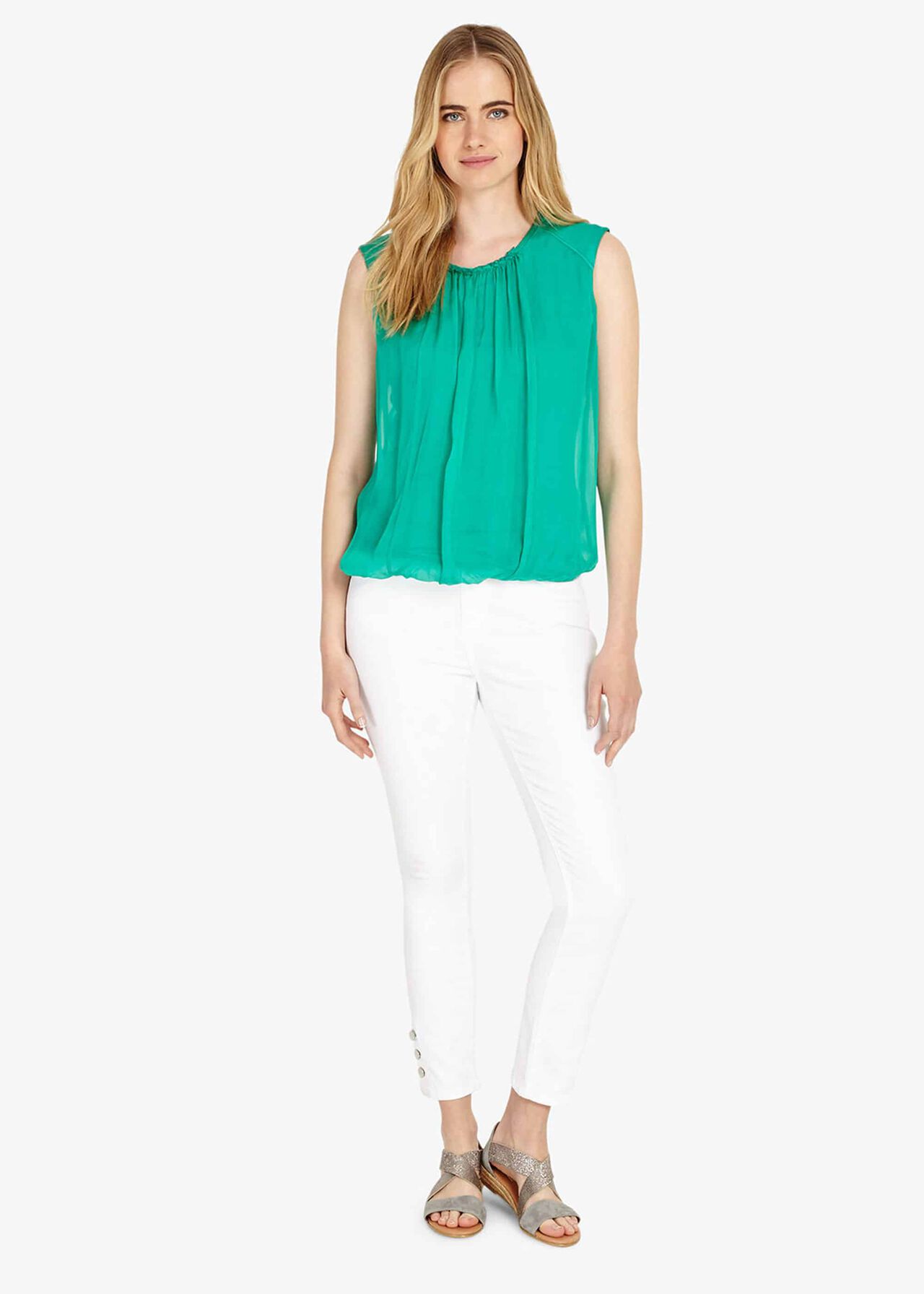 Riley Pleat Front Silk Blouse