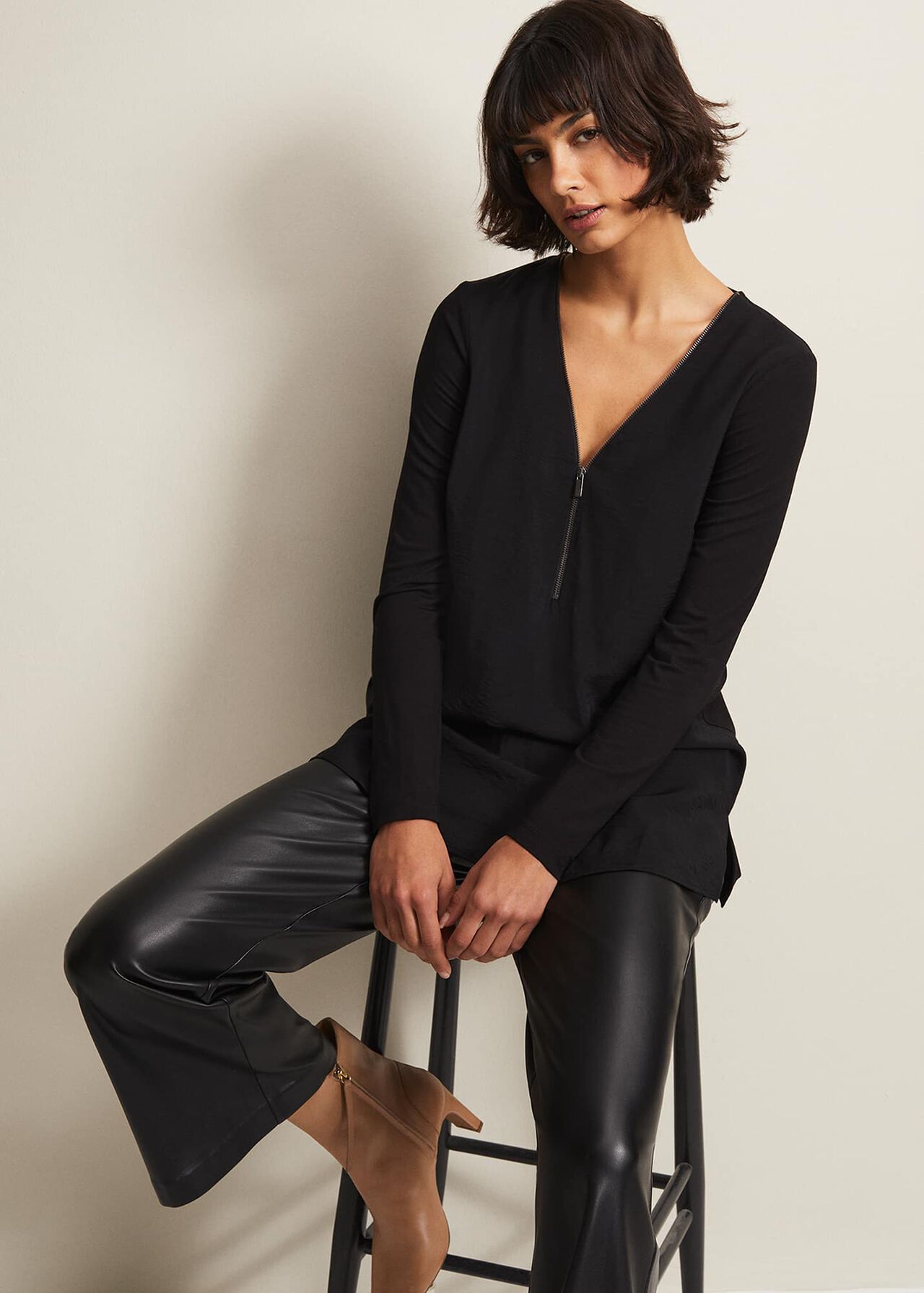 Alaina Longline Zip Detail Tunic