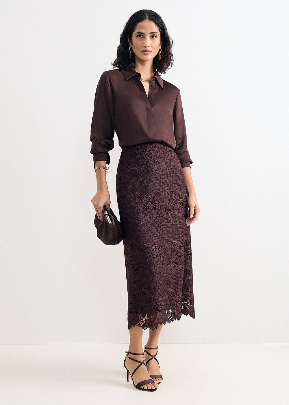 Suzie Lace Pencil Midi Skirt