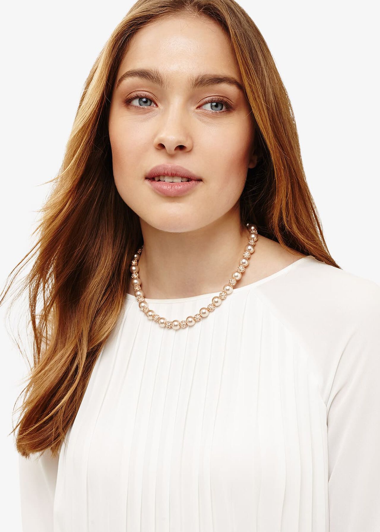 Bettina Faux Pearl And Pave Necklace